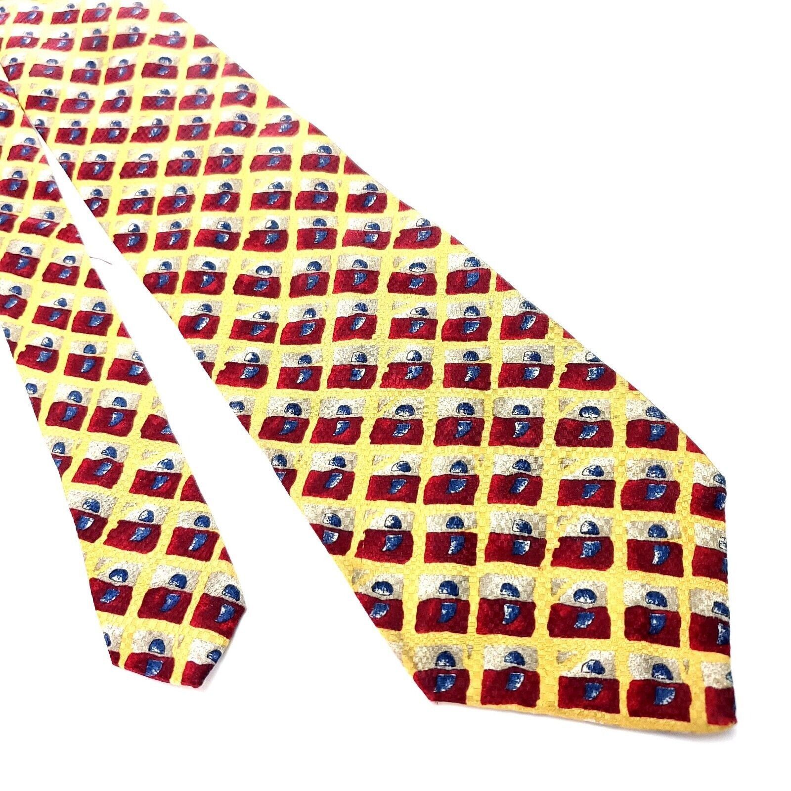 Vintage Altea Light Yellow Silk Tie Woven Geometric Knit Size ONE SIZE - 1 Thumbnail