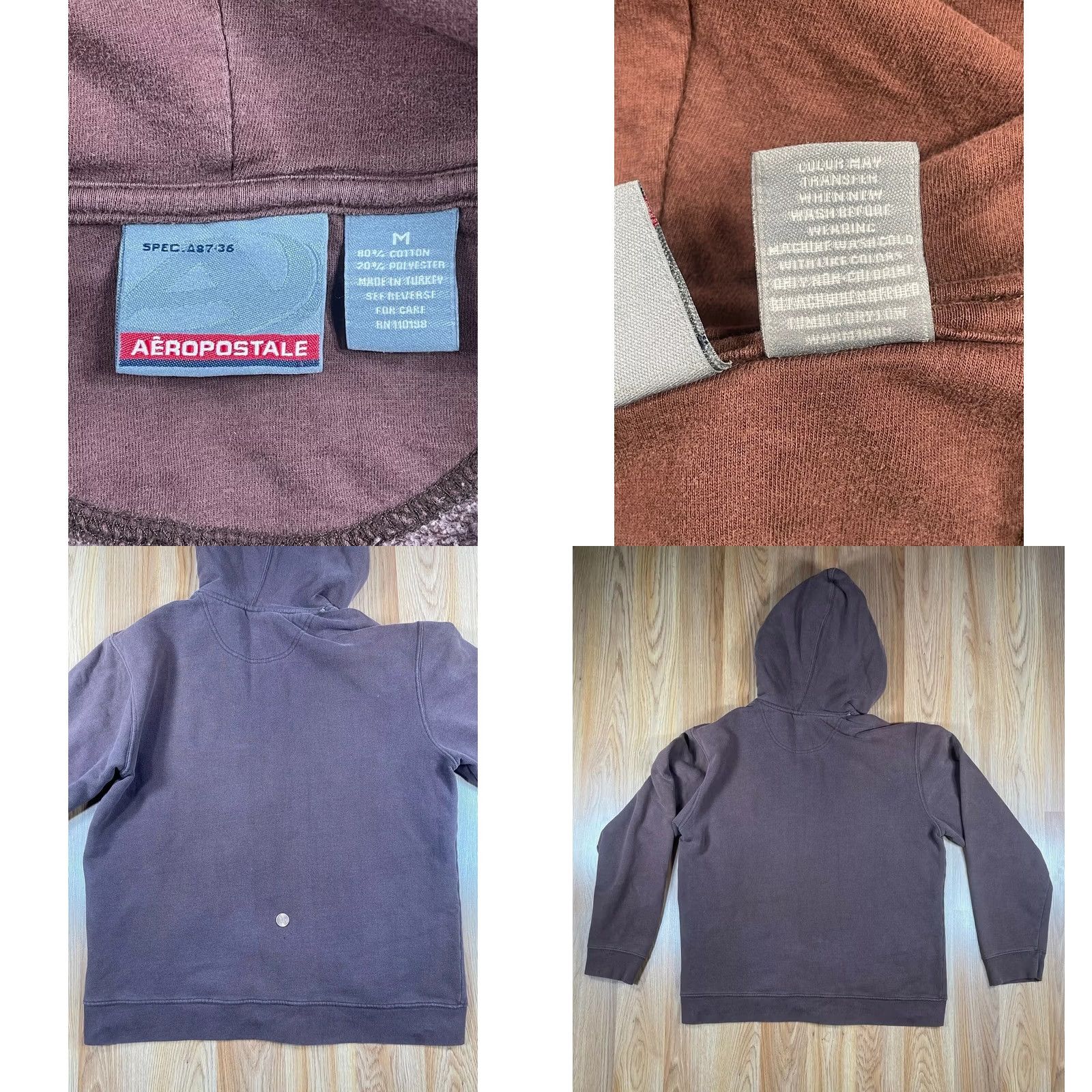 Vintage Aéropostale Hoodie Mens M Medium Brown Full Zip Sweatshirt Cotton Polyester Blend Size US M / EU 48-50 / 2 - 8 Thumbnail