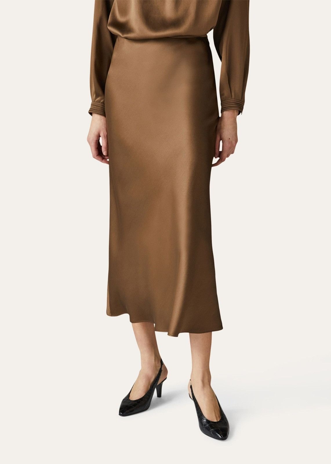 Loro Piana o1srvl11e0824 Simona Silk Skirt in Dark Brown Size 30" / US 8 / IT 44 - 2 Thumbnail