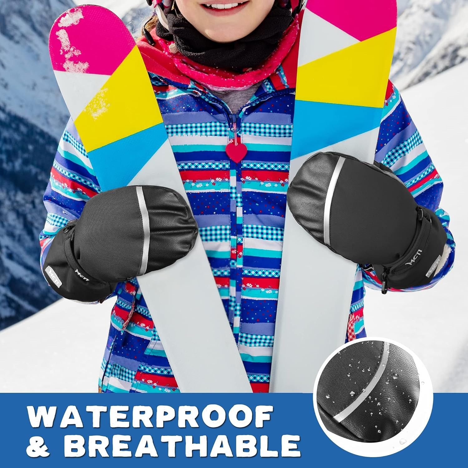 Other Mittens Gloves Waterproof Winter Ski Warm Sherpa Lined Long Size ONE SIZE - 5 Thumbnail