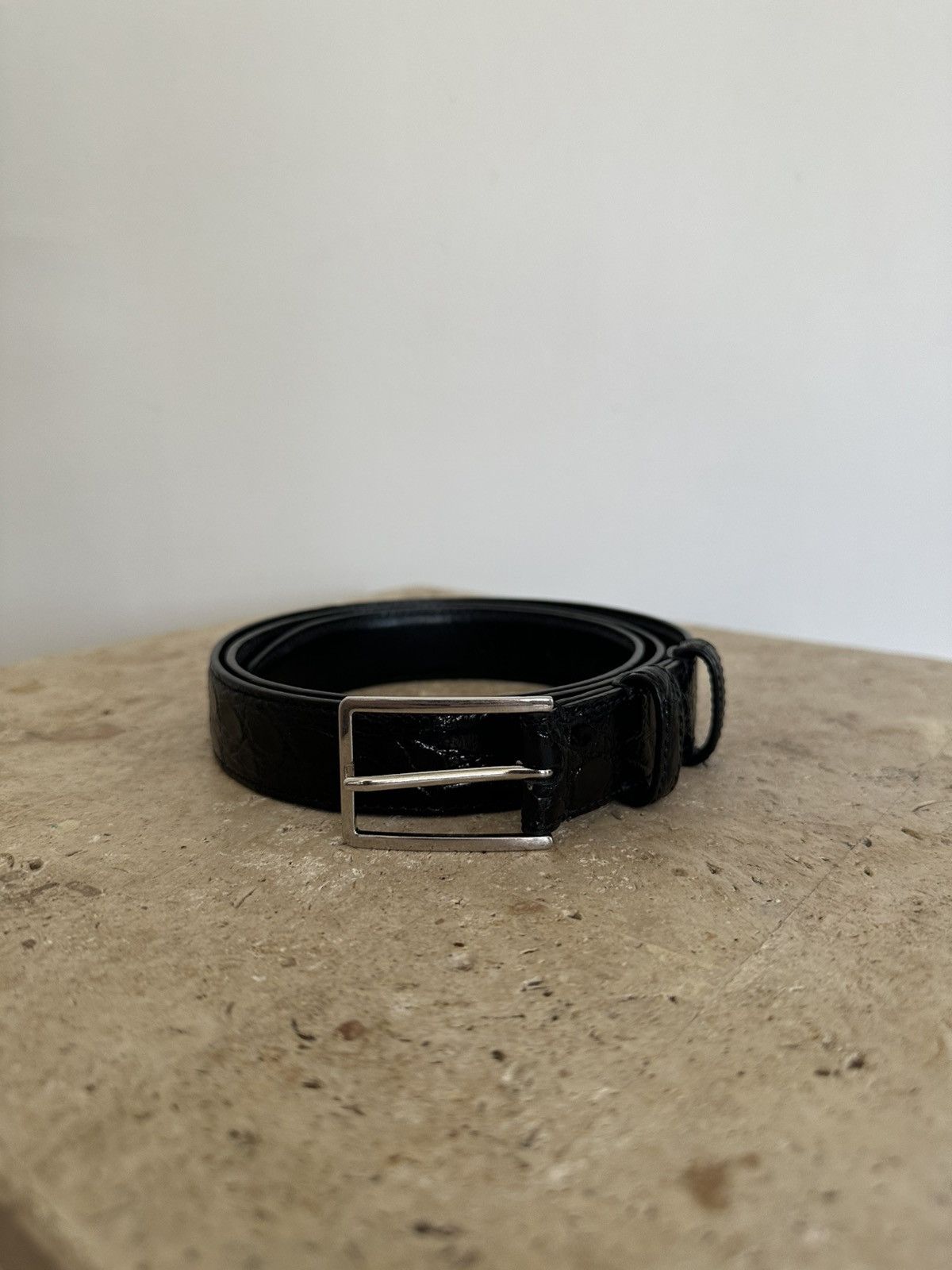 Celine Céline Hedi slimane crocodile belt Size 40 - 1 Thumbnail