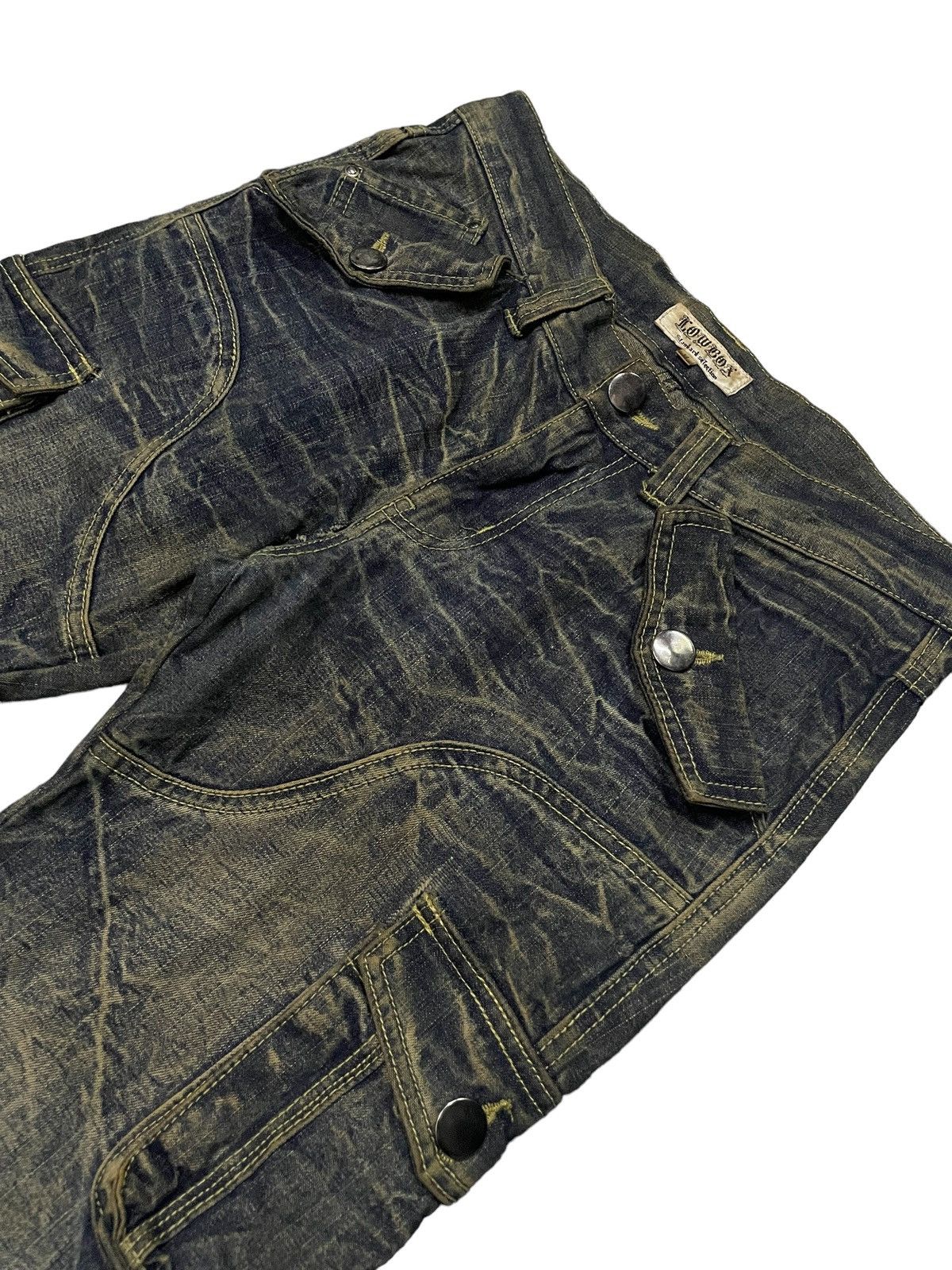 If Six Was Nine × LOWBOX × Le Grande Bleu (L.G.B.) Lowbox Japan Asymmetrical Mud Wash Flared Frayed Cargo Jeans Size US 30 / EU 46 - 9 Thumbnail