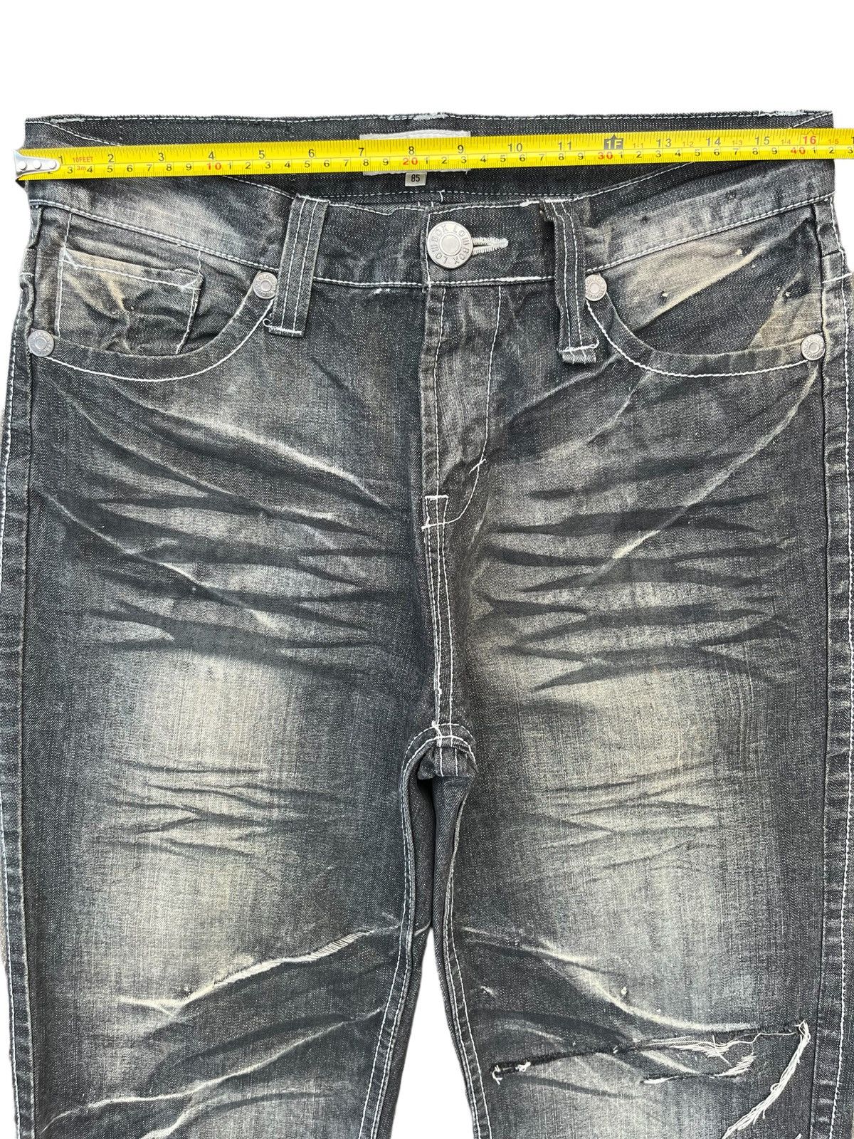 Vintage Japanese Brand Lowbox Distressed Charcoal Faded Jean