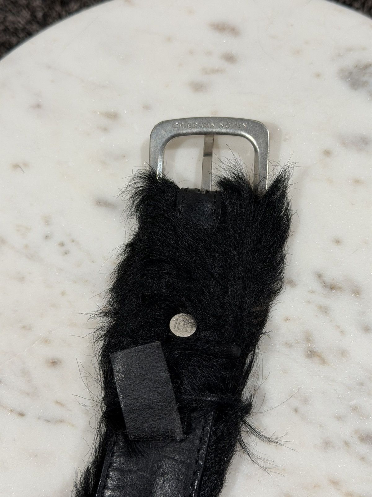 Dries Van Noten Dries Van Noten FW22 Black Fur Horsehair Studded Belt Size ONE SIZE - 4 Thumbnail