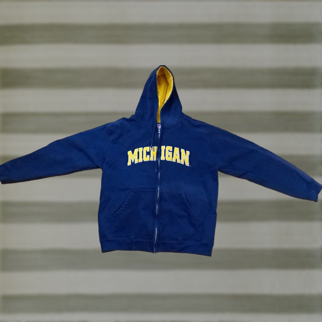 Vintage VINTAGE Foot Locker Michigan Wolverines Embroidered Cotton Zip Hooded Jacket Blue XL Unisex Adults Basketball 80s 90s Size US XL / EU 56 / 4 - 1 Thumbnail