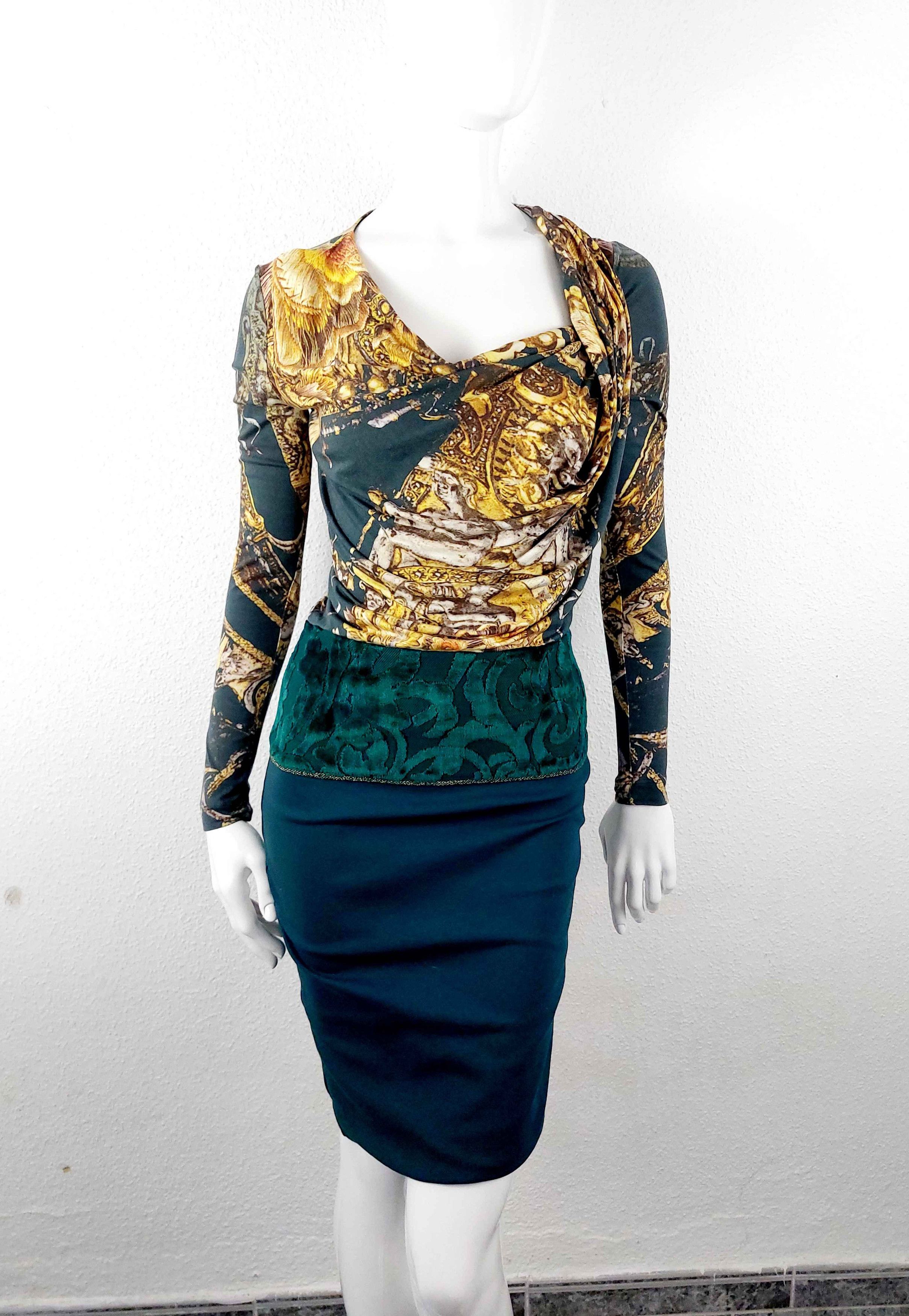 Roberto Cavalli Roberto Cavalli Greek Medusa Baroque Velvet Dress Size XS / US 0-2 / IT 36-38 - 4 Thumbnail