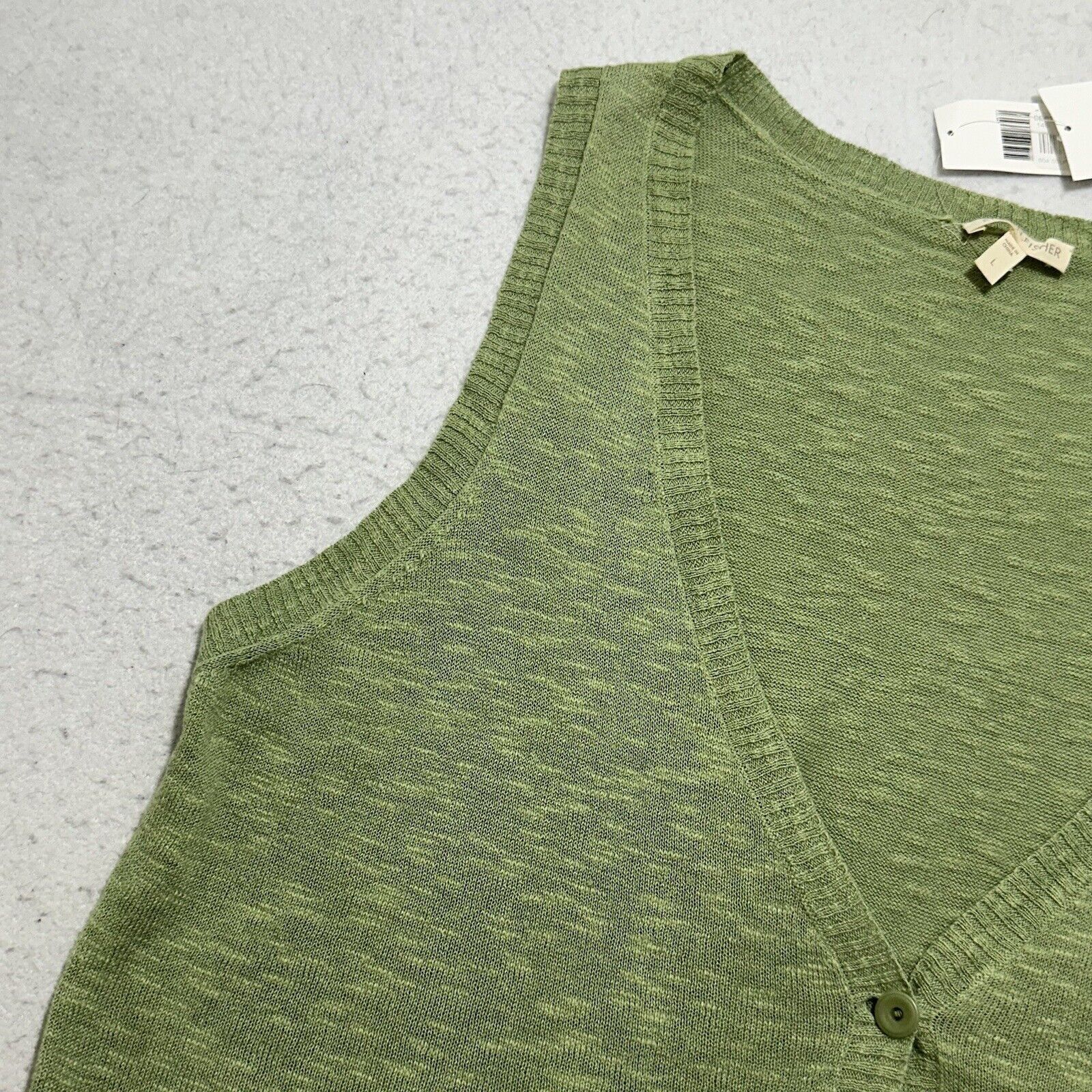 Eileen Fisher Eileen Fisher Large Linen Slub Cardigan Sweater Green Size L / US 10 / IT 46 - 6 Thumbnail