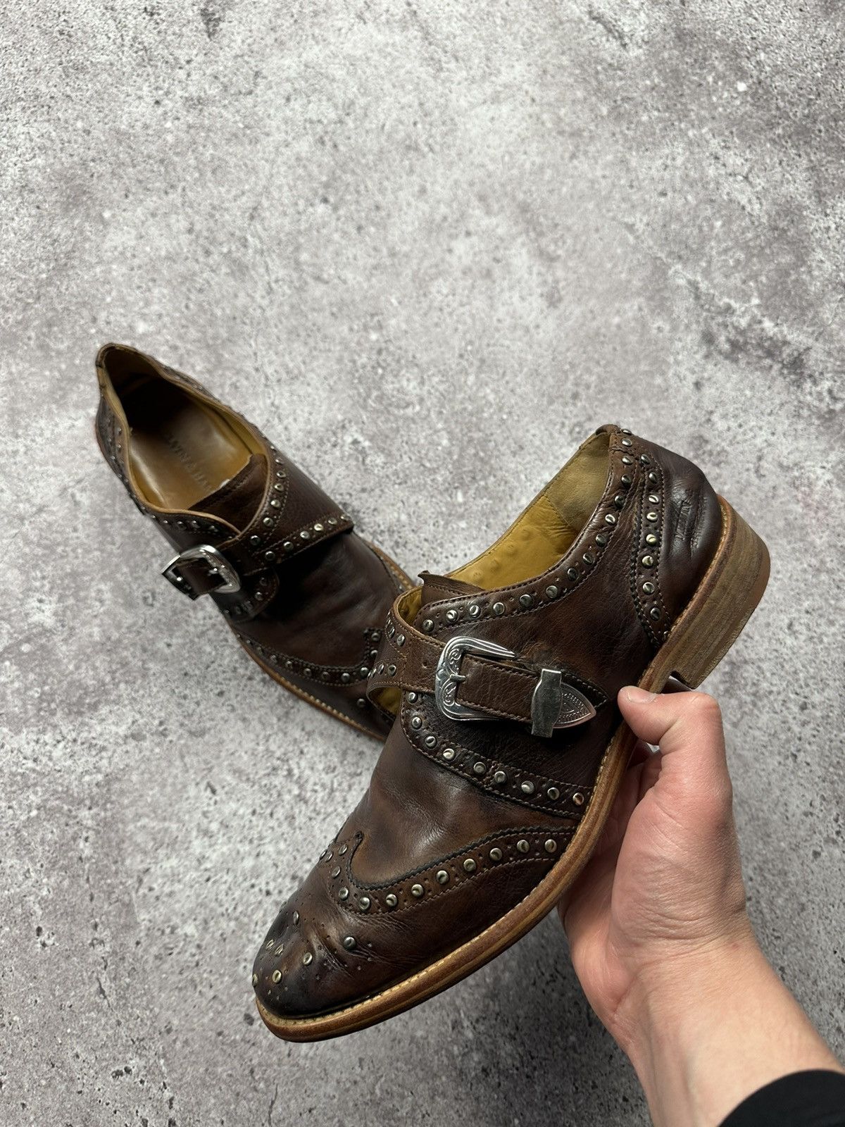 Japanese Brand Vintage Y2K Leather Shoes Japanese Style Avant Garde Metal Size US 8 / EU 41 - 4 Thumbnail