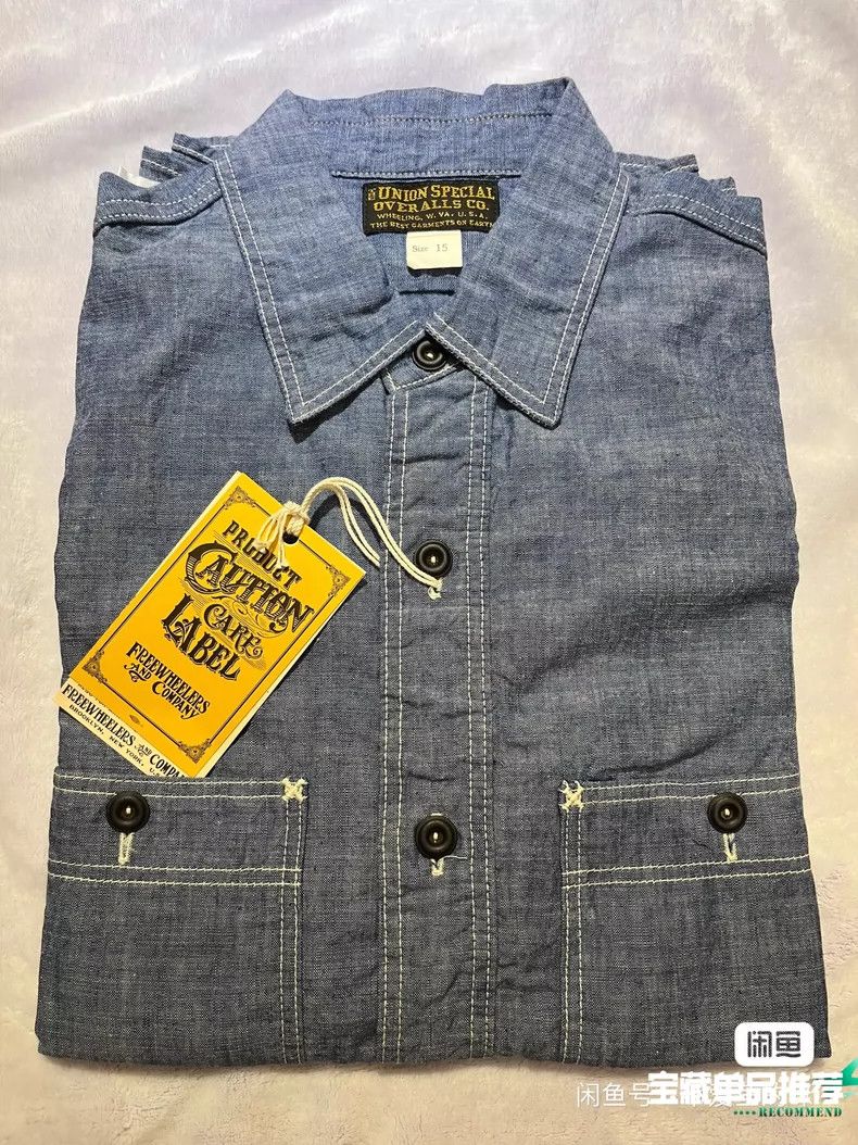 Freewheelers FREEWHEELERS Size 15 HEAD MAN CUT-SLEEVE SHIRT Blue dyed re Size US XXS / EU 40 - 7 Thumbnail