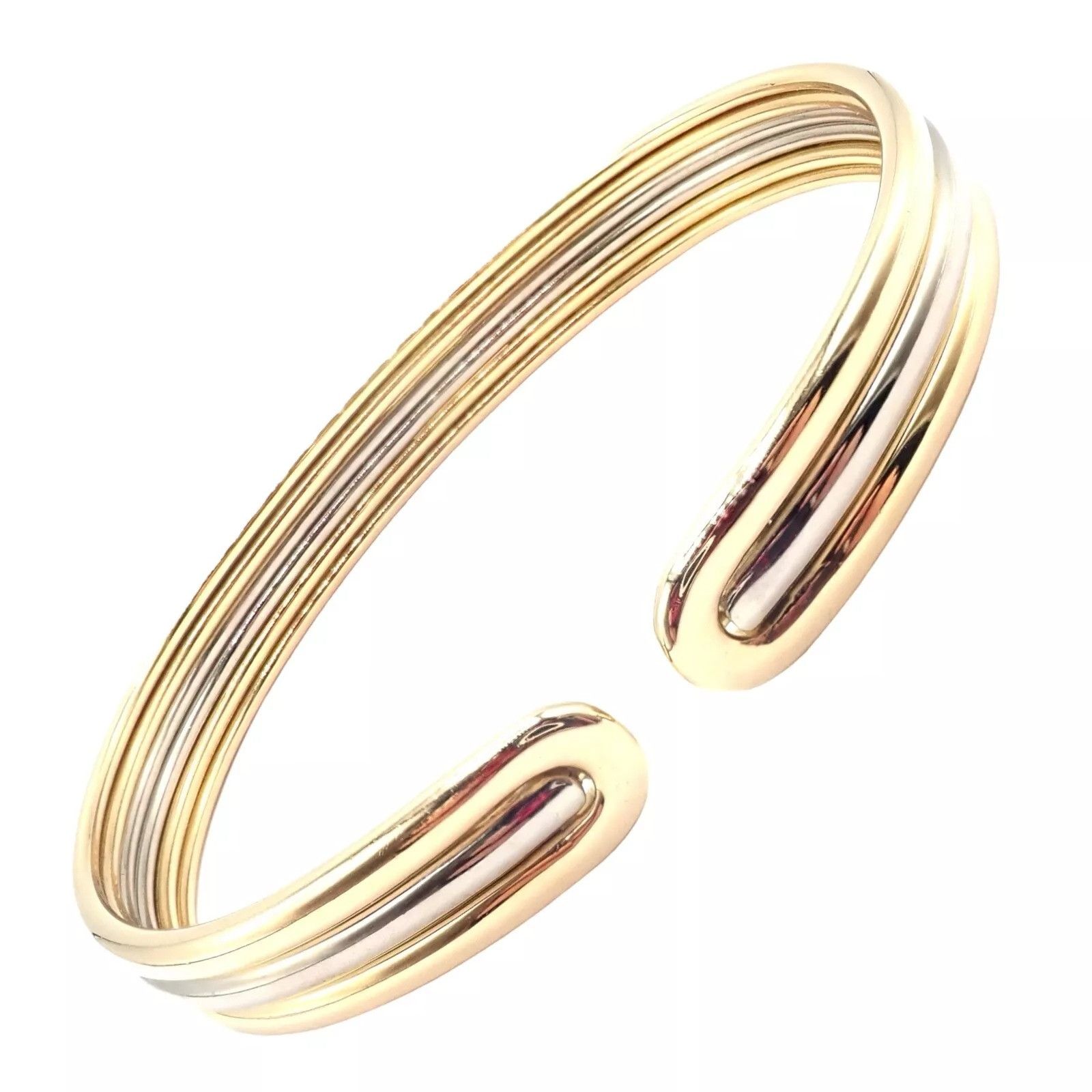 Van Cleef & Arpels 18k Yellow & White Gold Bangle Cuff Bracelet Size ONE SIZE - 1 Thumbnail