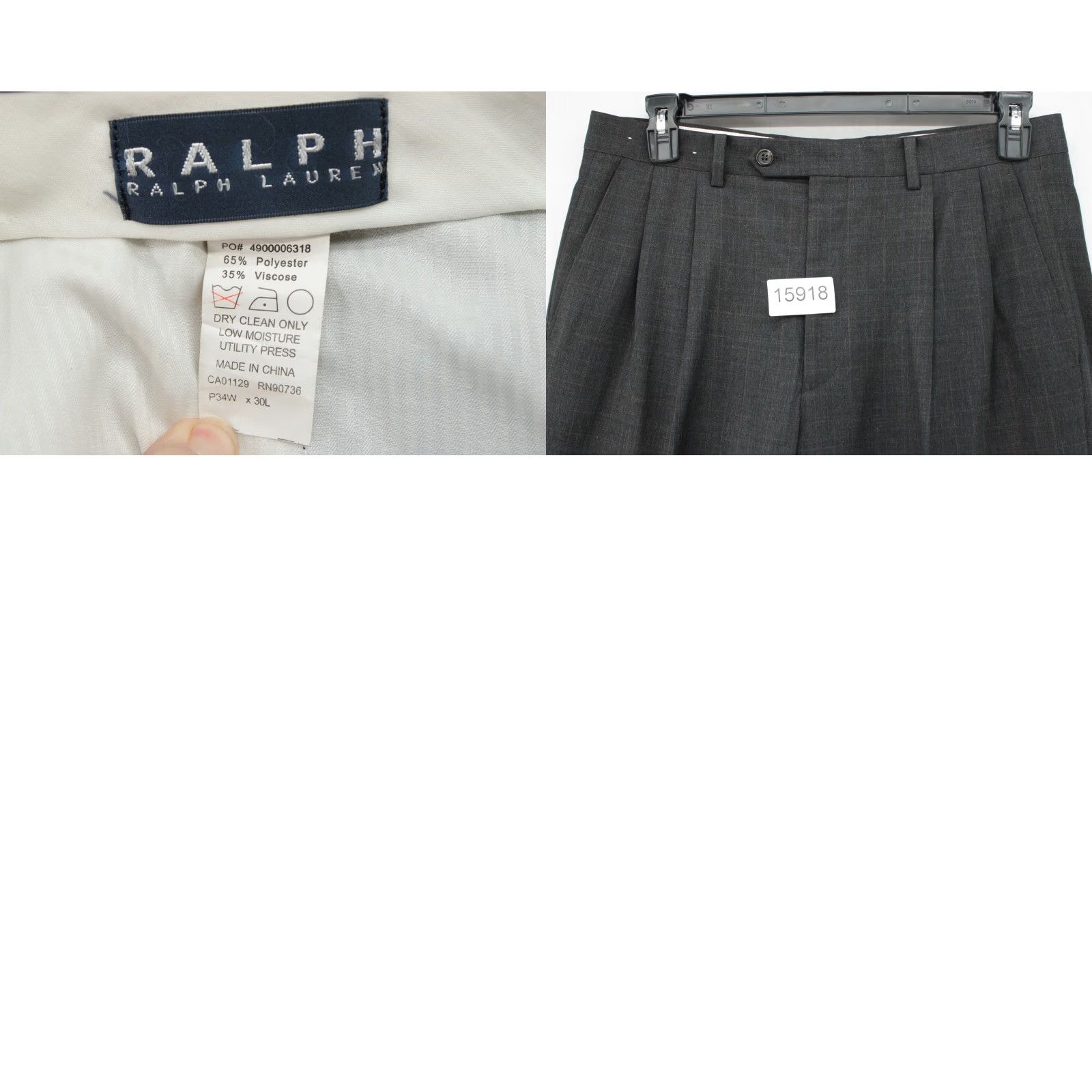 Polo Ralph Lauren Polo Ralph Lauren Pants Men's 34x29 Gray Windowpane Plaid Dress Slack Modern Size US S / EU 44-46 / 1 - 8 Thumbnail