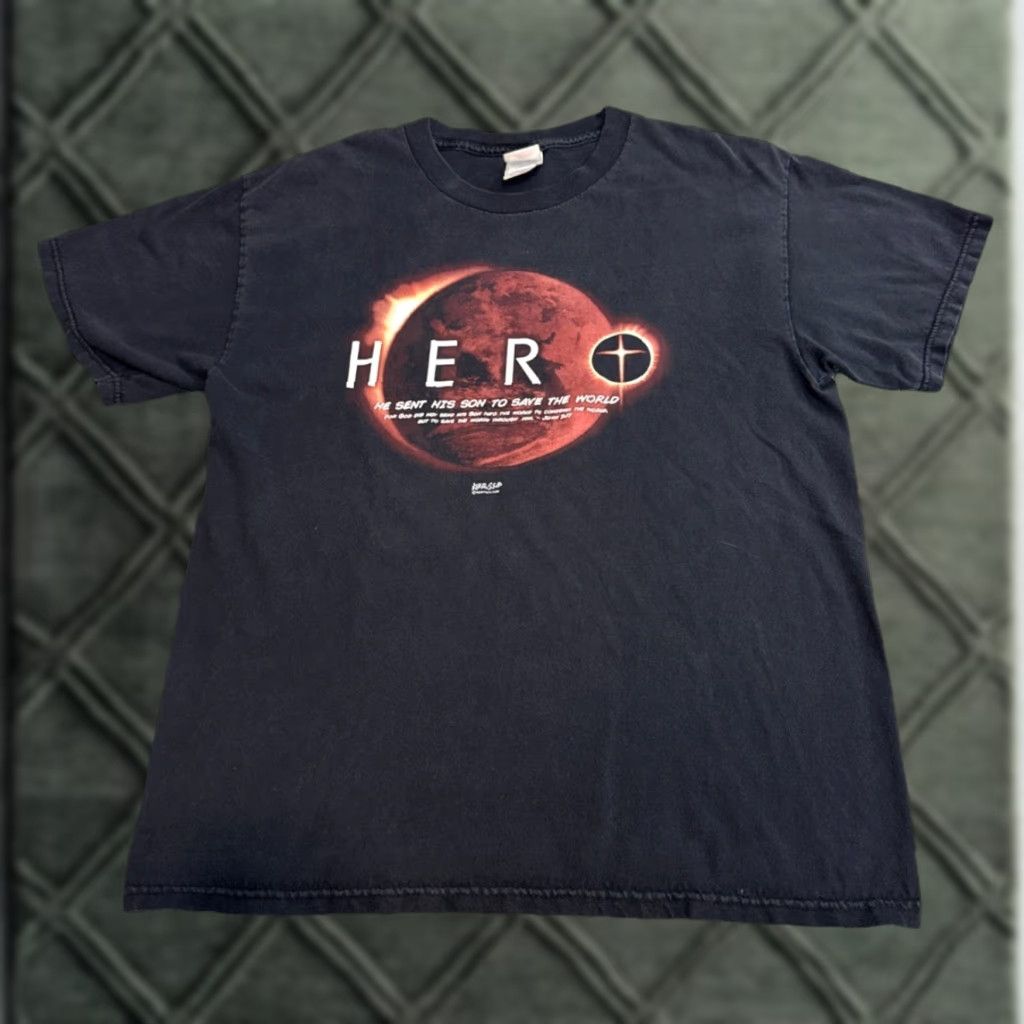 Vintage VINTAGE Jesus Christ God Hero Religion Christianity Black T-Shirt Large 90s Mens Tennessee River Hero Size US L / EU 52-54 / 3 - 1 Thumbnail