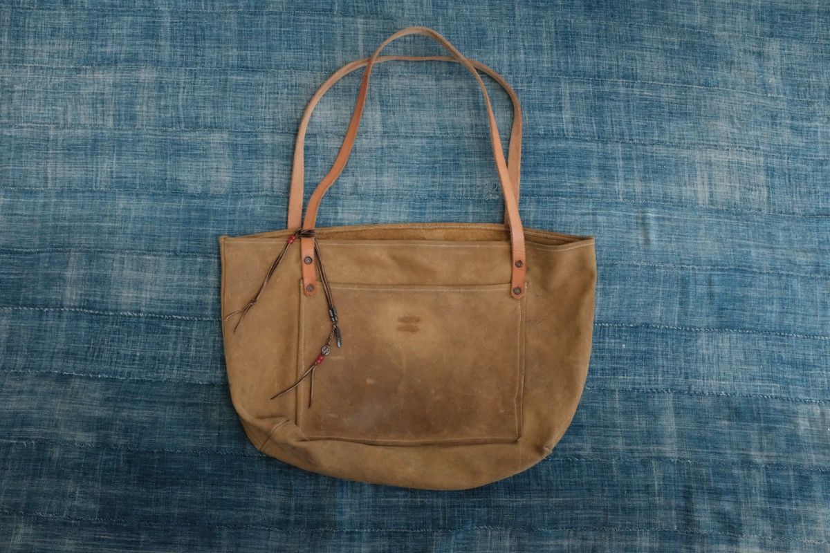 image of Vintage Leather Tote Bag in Yellow, Men's