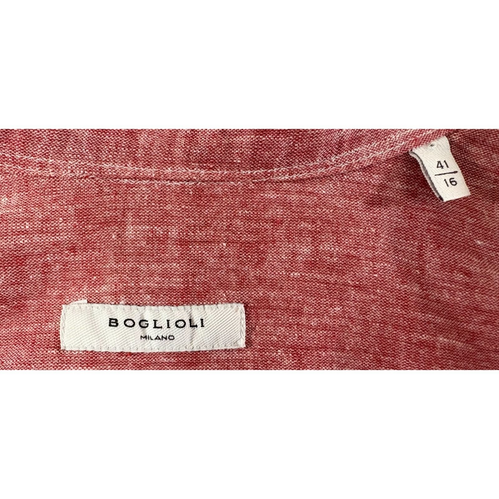 Boglioli Boglioli Linen blend Band Collar Button Shirt sz 41/16 color Size US M / EU 48-50 / 2 - 2 Thumbnail