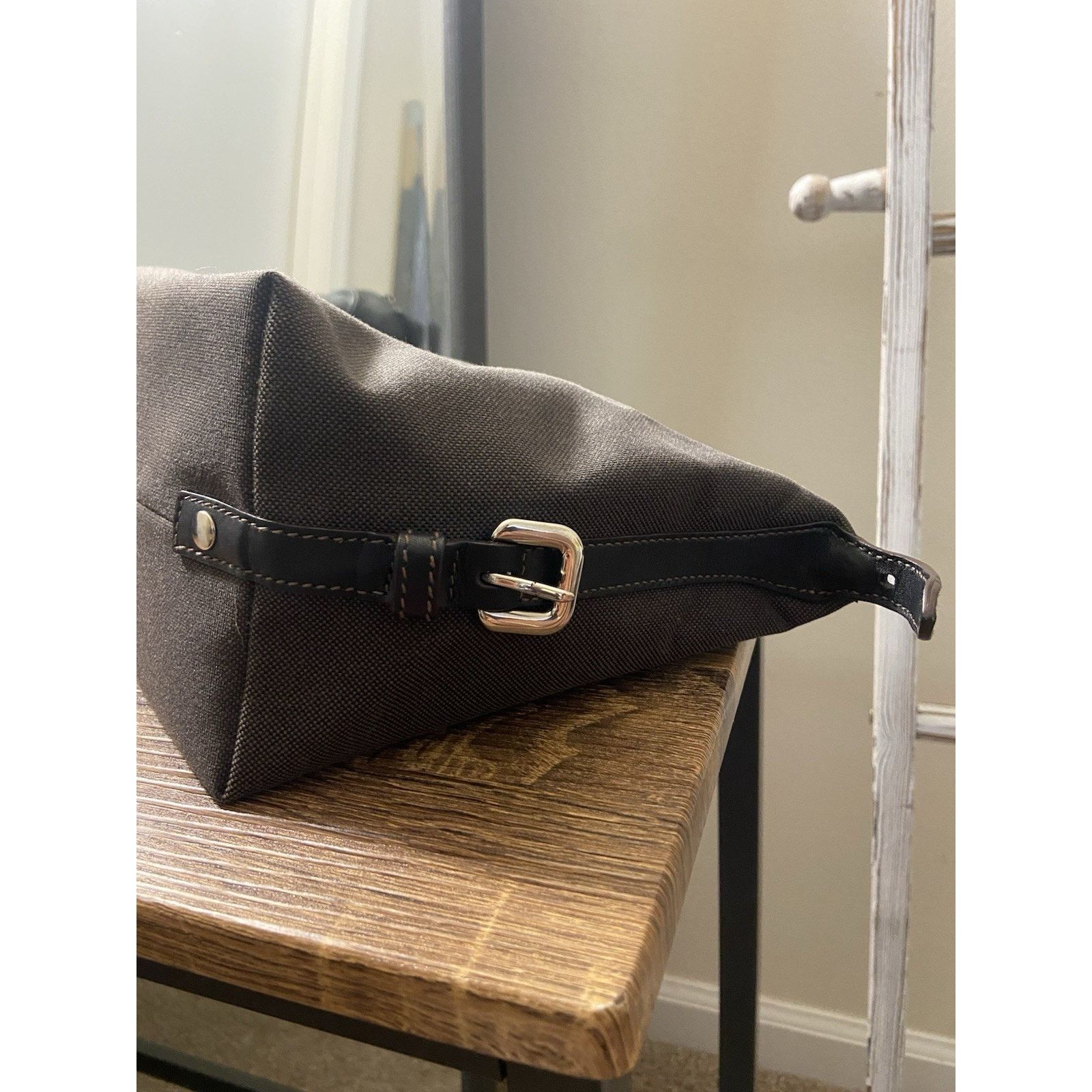 Prada Prada Canapa brown canvas leather buckle clutch pouch bag Size ONE SIZE - 7 Thumbnail