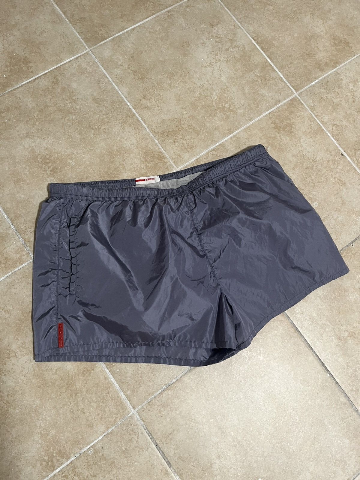 Prada Prada Shadow Grey Swim Shorts Silver line logo Size US 36 / EU 52 - 1 Thumbnail