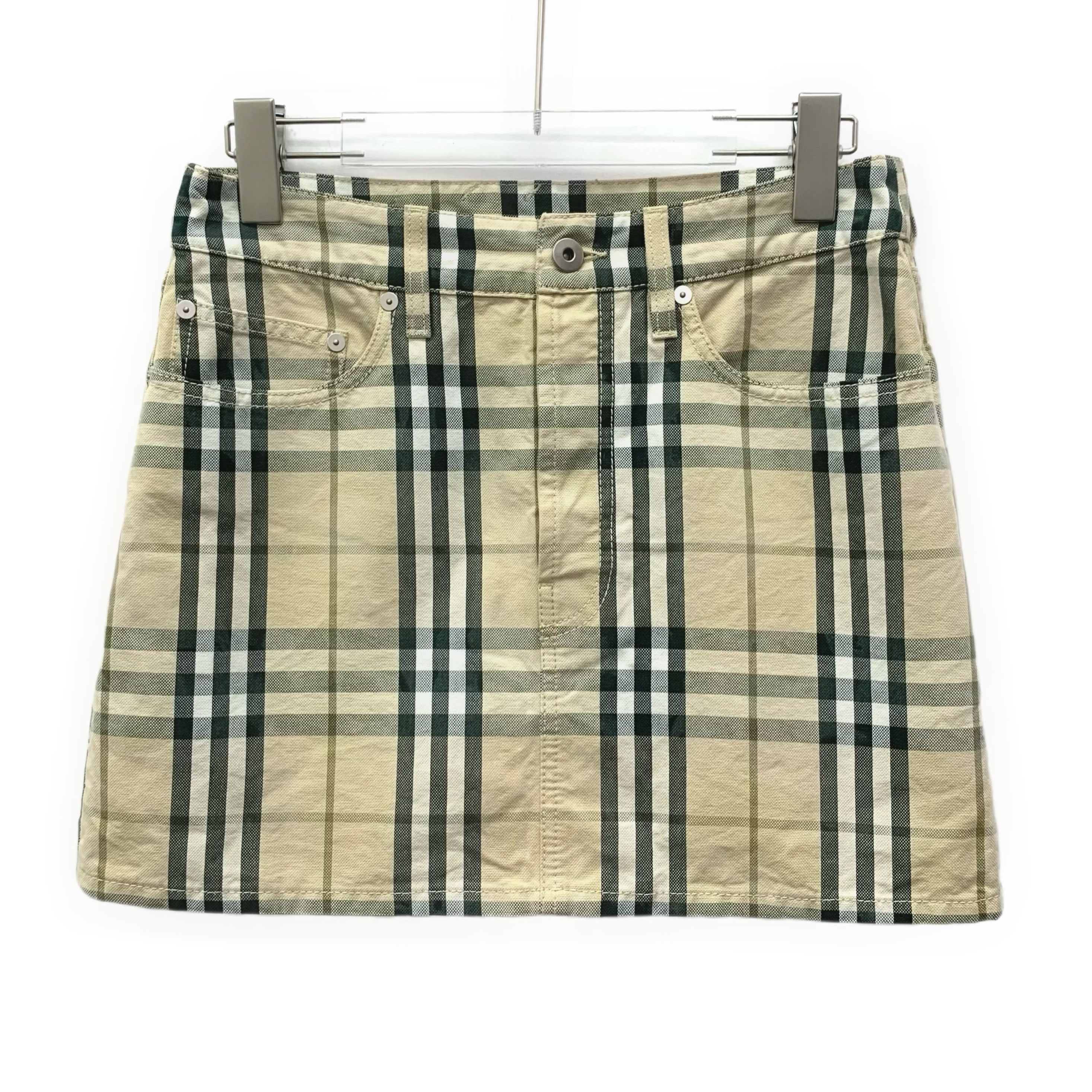 Burberry Check Cotton Skirt Khaki (Size M)