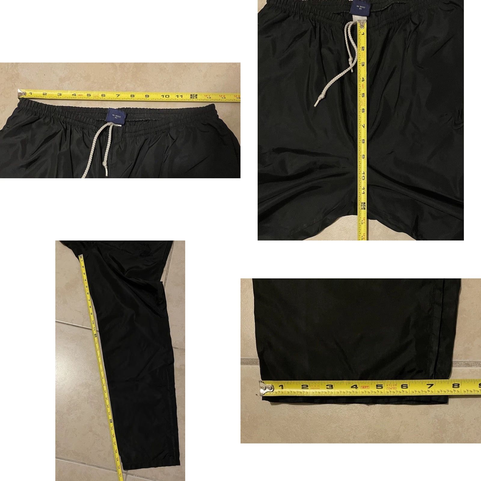 Nike VINTAGE Nike Swoosh Track Pants M Black 80s 90s Hip Hop Athletic Activewear Mens Pants with Pockets Size US 31 - 8 Thumbnail