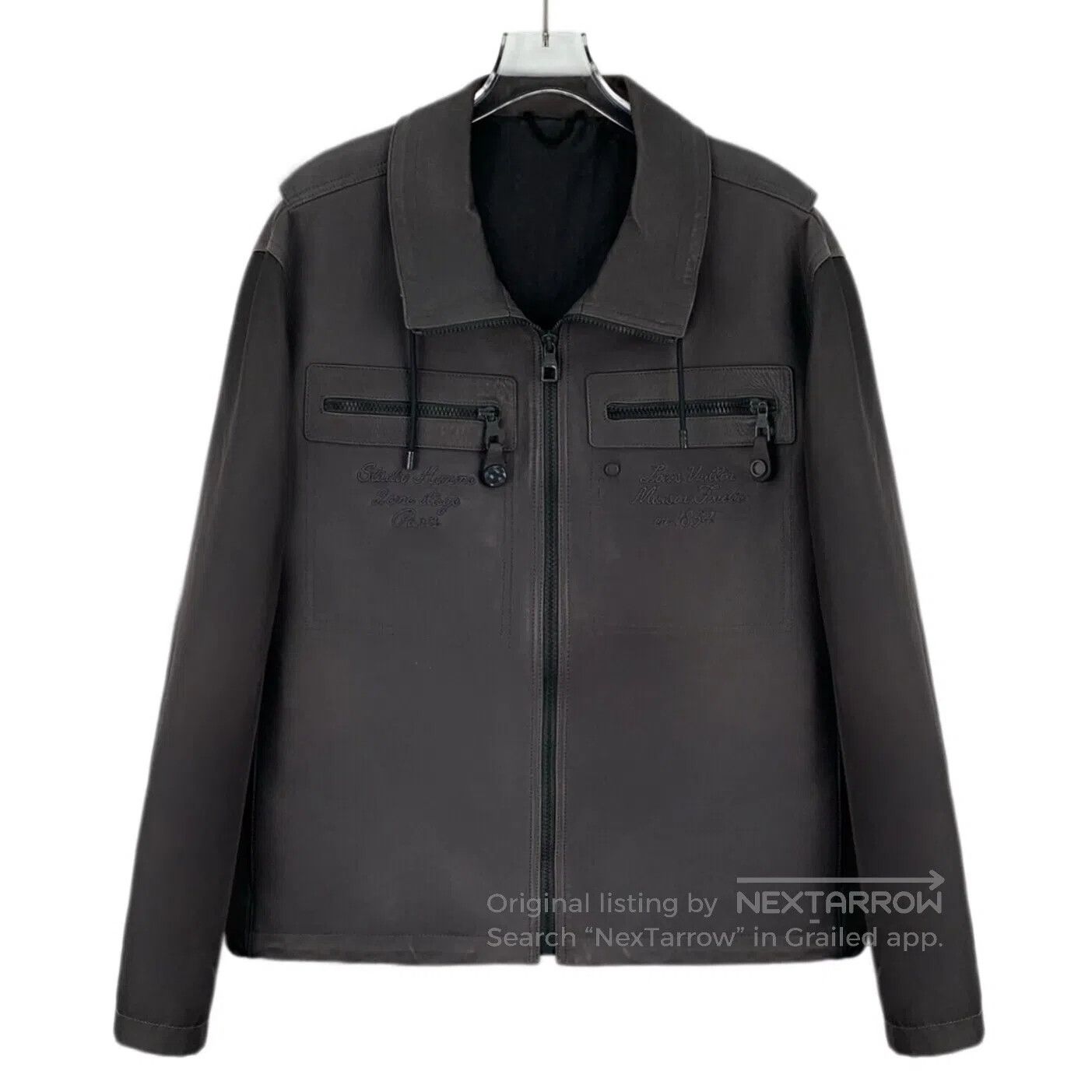 Louis Vuitton Louis Vuitton Grey letter embroidery leather collar zip lo Size US M / EU 48-50 / 2 - 1 Thumbnail