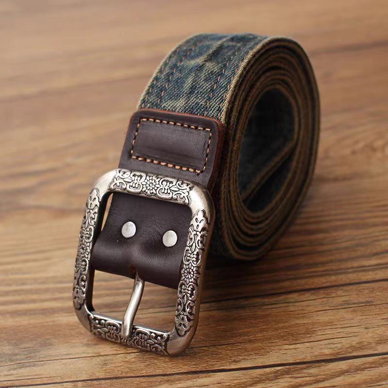 Japanese Brand × Vintage Vintage Casual 47 Inch Wide Denim Belt Size ONE SIZE - 1 Thumbnail