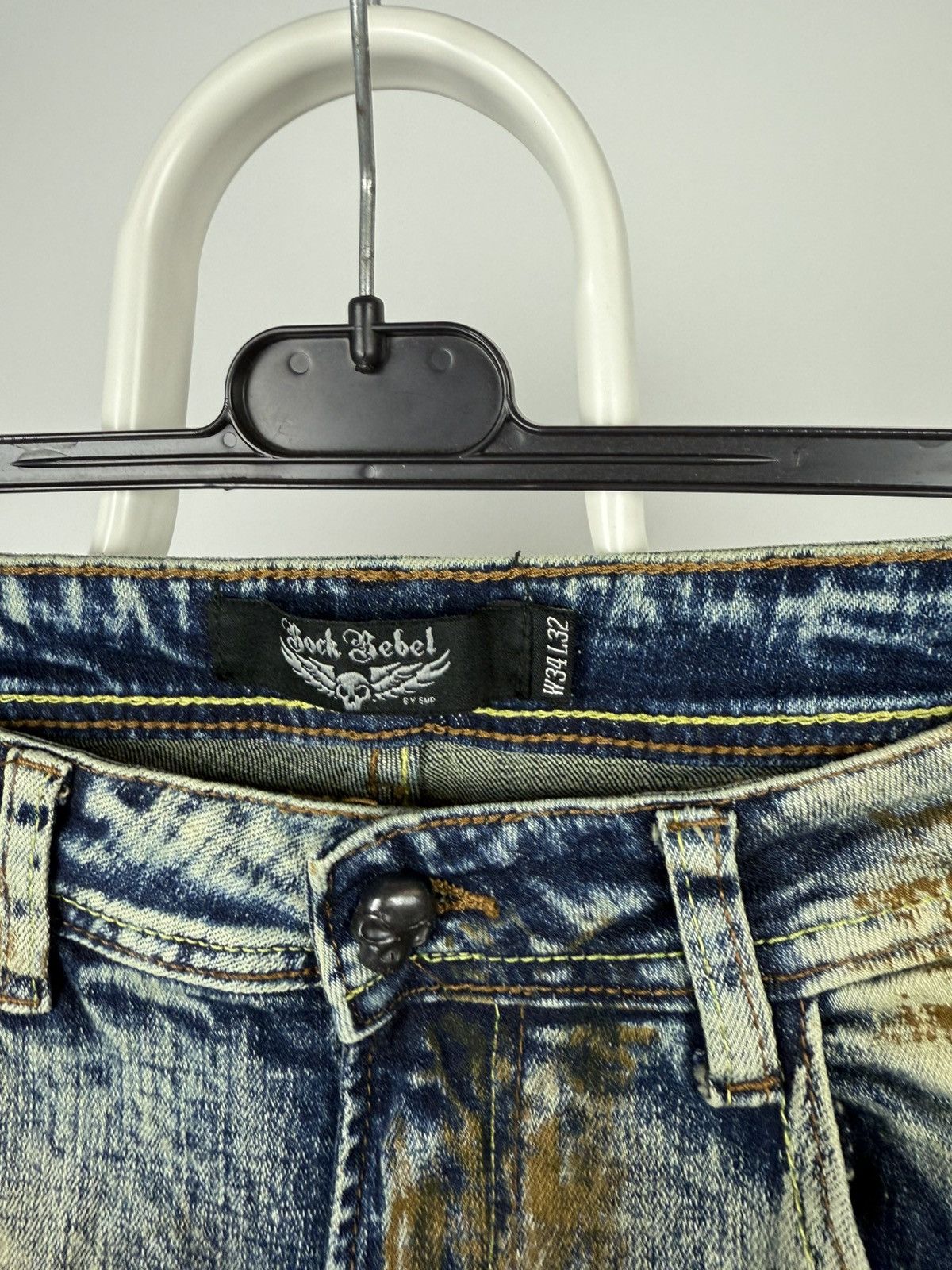 If Six Was Nine × Japanese Brand Rock Rebel flared distressed jeans Size US 34 / EU 50 - 6 Thumbnail