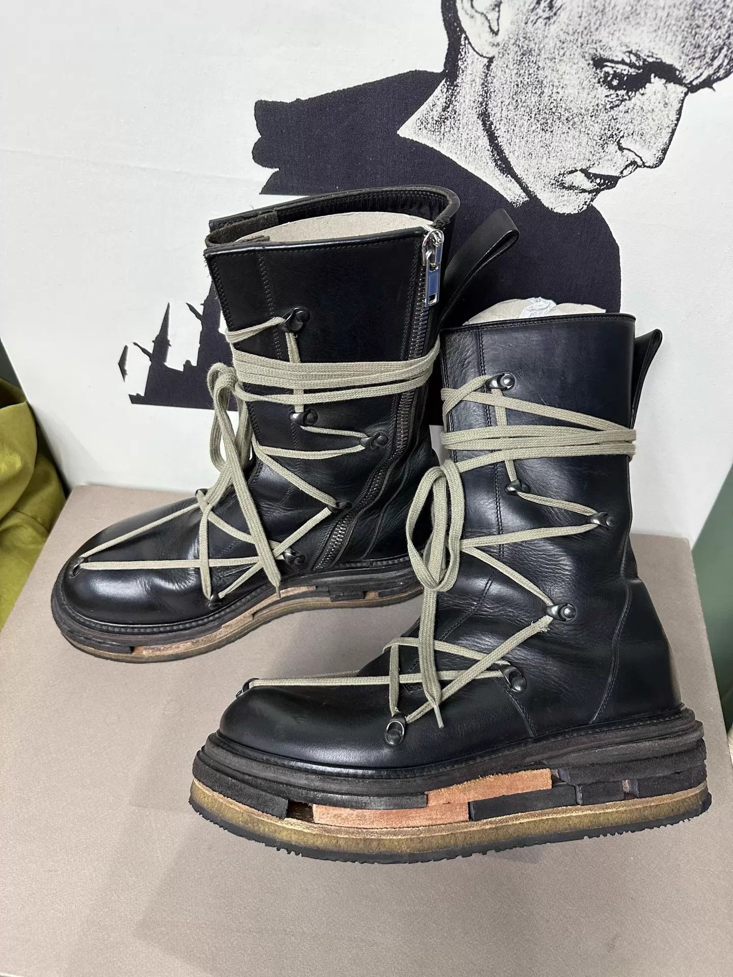 Rick Owens Rick Owens FW17 Glitter Lego Pentagram Strap Boots Size US 10 / EU 43 - 2 Thumbnail