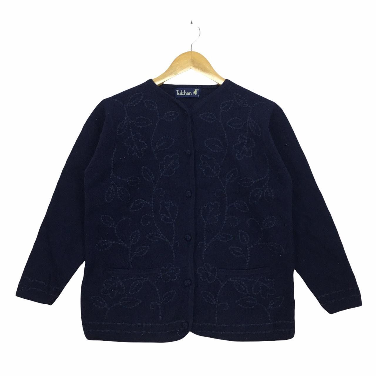 Vintage Vtg TULCHAN Button Up Jacket Sweater Floral Design Size S / US 4 / IT 40 - 1 Thumbnail