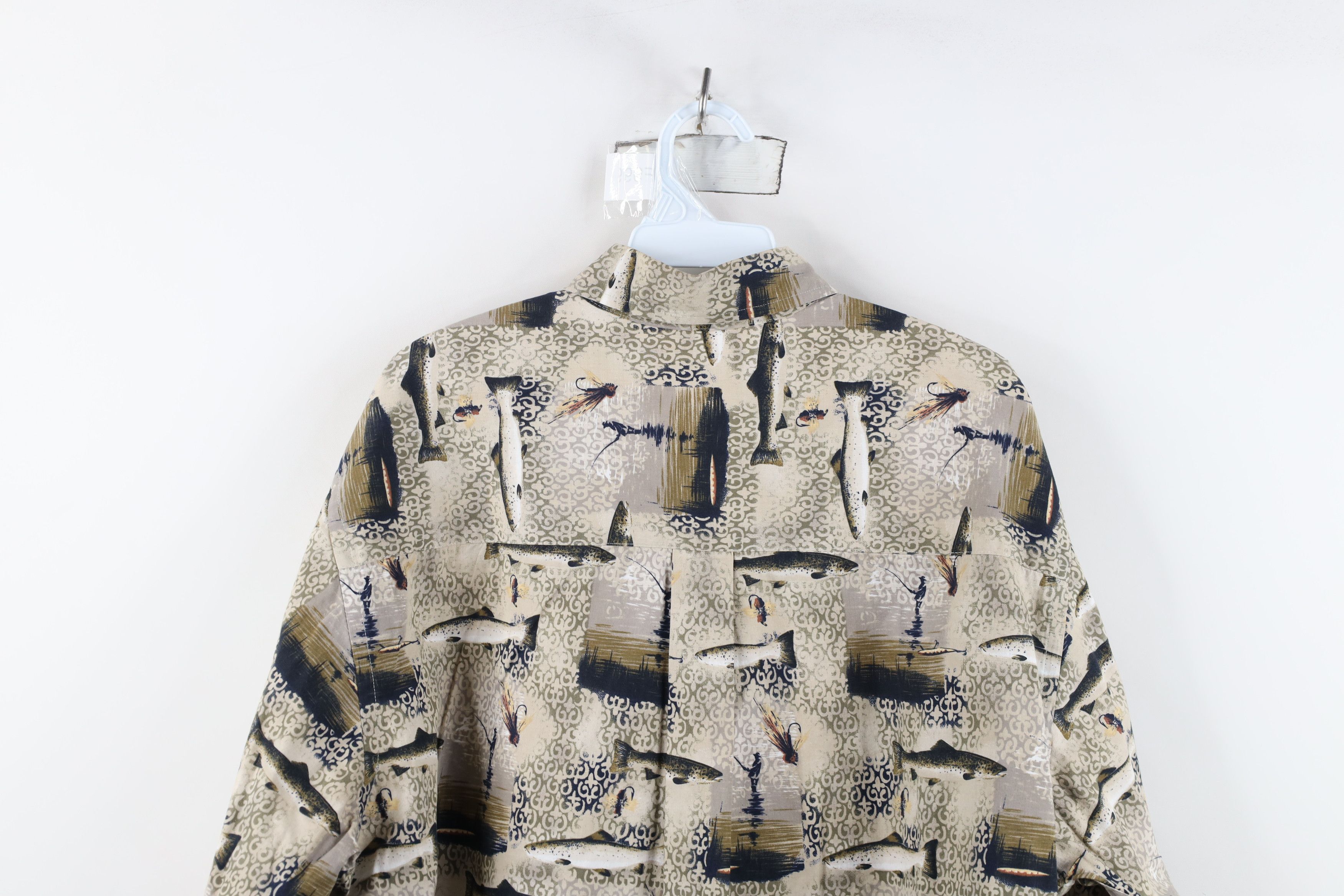 Vintage Vintage 90s Y2K Fishing Over Print Short Sleeve Button Shirt Size US L / EU 52-54 / 3 - 11 Thumbnail