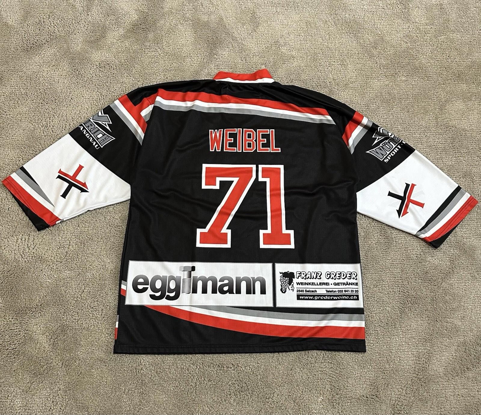 Designer Hockey Jersey 53 SHC Bettlach Trikot Shirt #71 WEIBEL Jersey Size US XL / EU 56 / 4 - 8 Thumbnail