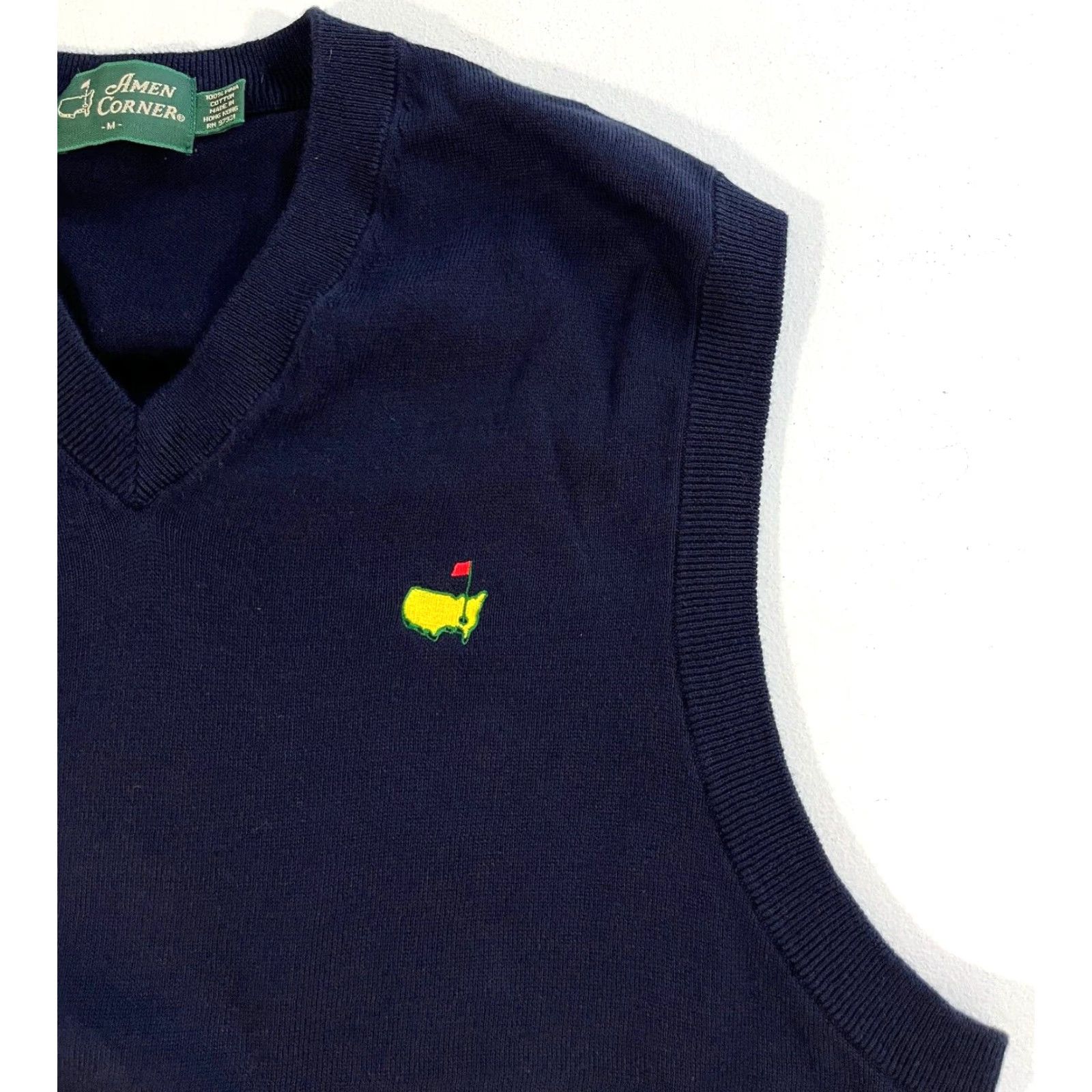 Vintage VINTAGE Amen Corner Men's Knit Vest Shirt Golf/Preppy Navy Pima Cotton Sz M Augusta National Logo Size US M / EU 48-50 / 2 - 4 Thumbnail