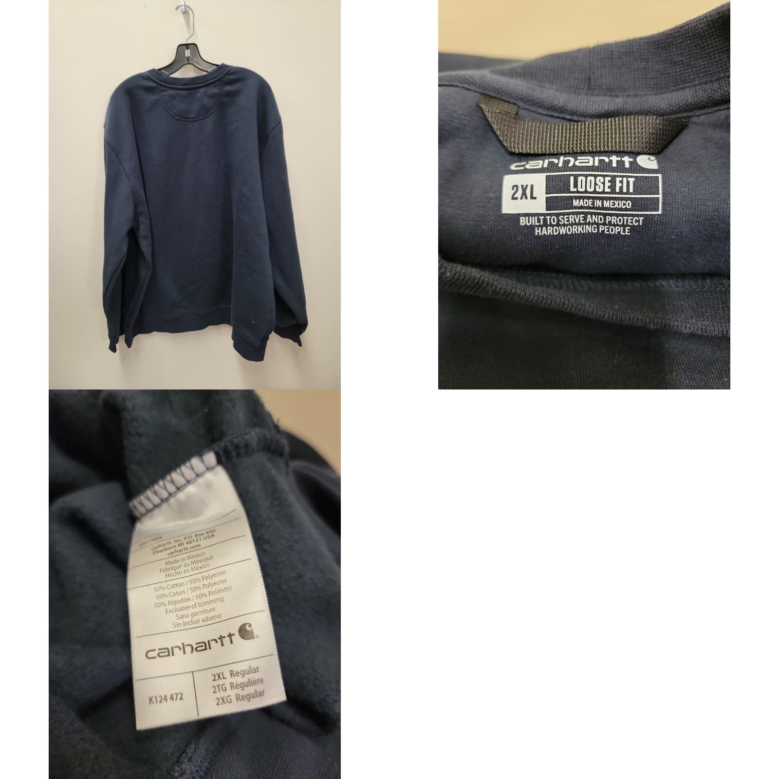 Carhartt VINTAGE Carhartt Sweatshirt Mens 2XL Crew Neck Embroidered Pullover Blue Cotton Knit Heavyweight Size US XXL / EU 58 / 5 - 8 Thumbnail