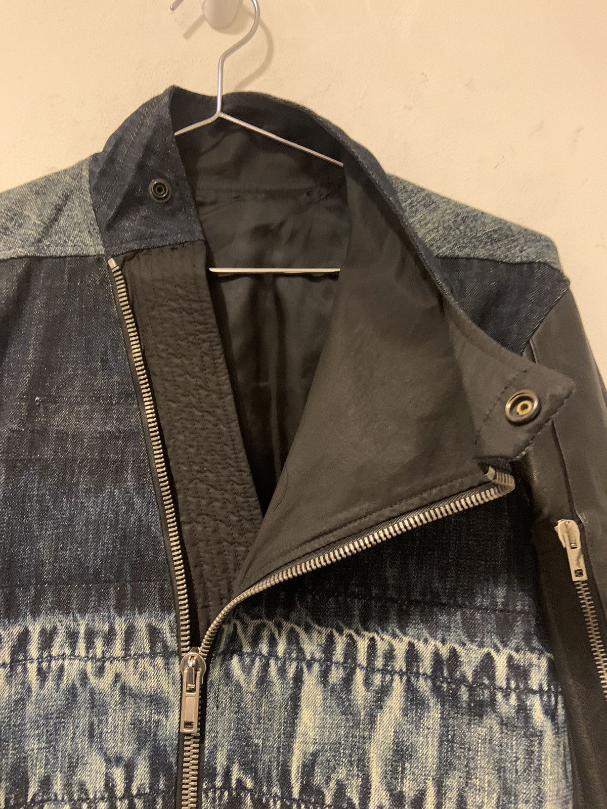 Rick Owens Rick Owens RELEASE SS10 Denim Jacket with Leather Sleeves Size US S / EU 44-46 / 1 - 11 Thumbnail