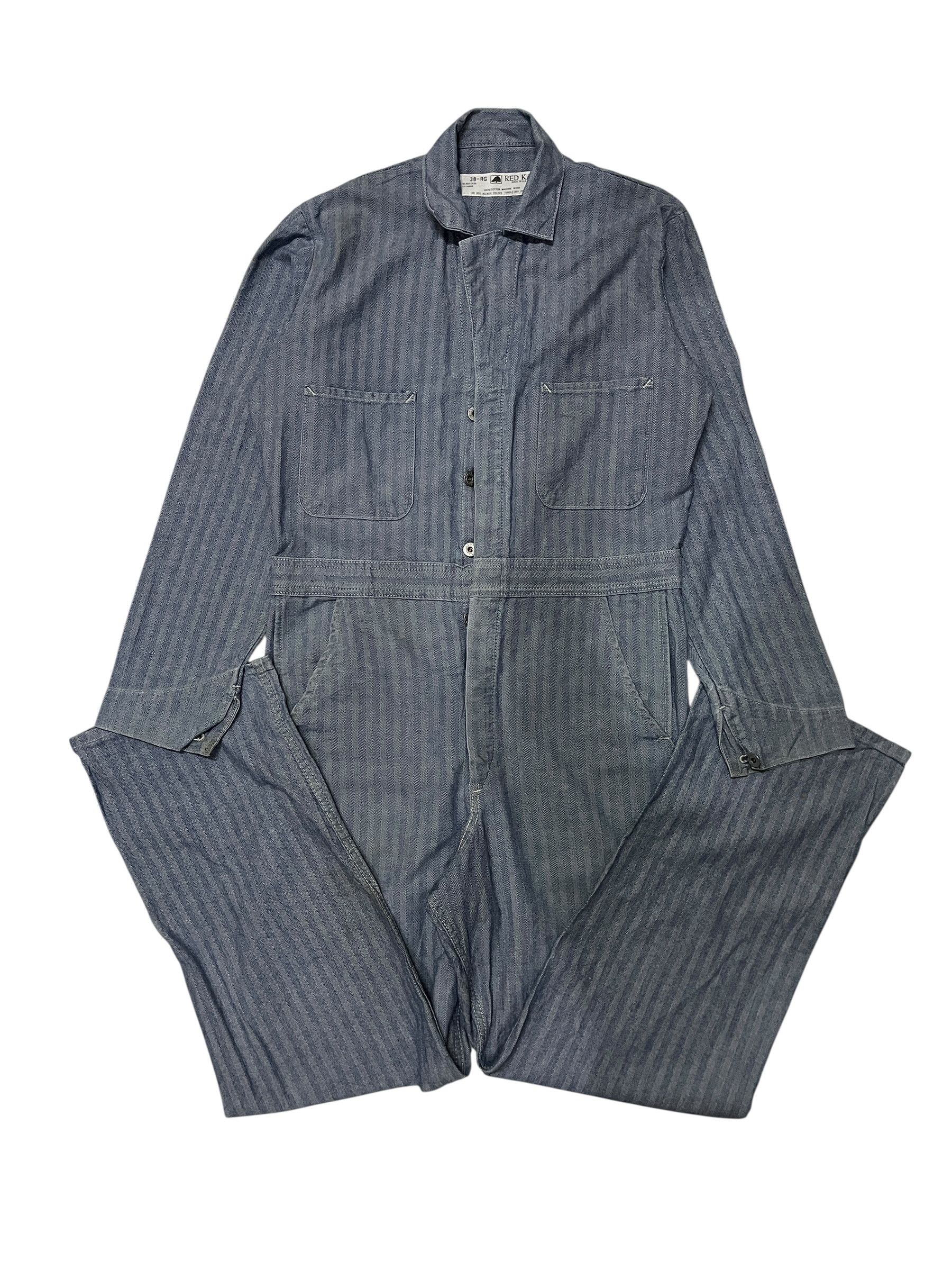 Red Kap Vintage USA Herringbone Twill Workwear Coverall Red Kap Size US L / EU 52-54 / 3 - 3 Thumbnail