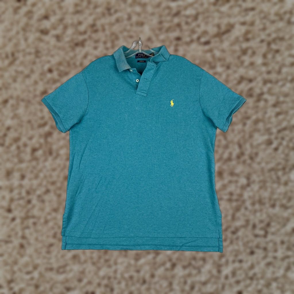 Ralph Lauren Ralph Lauren Polo Shirt Men Large Blue 100% Cotton Custom Fit Short Sleeve Slim Fit Mens Classic Polo Shirt 40" Chest Blue Size US L / EU 52-54 / 3 - 1 Thumbnail