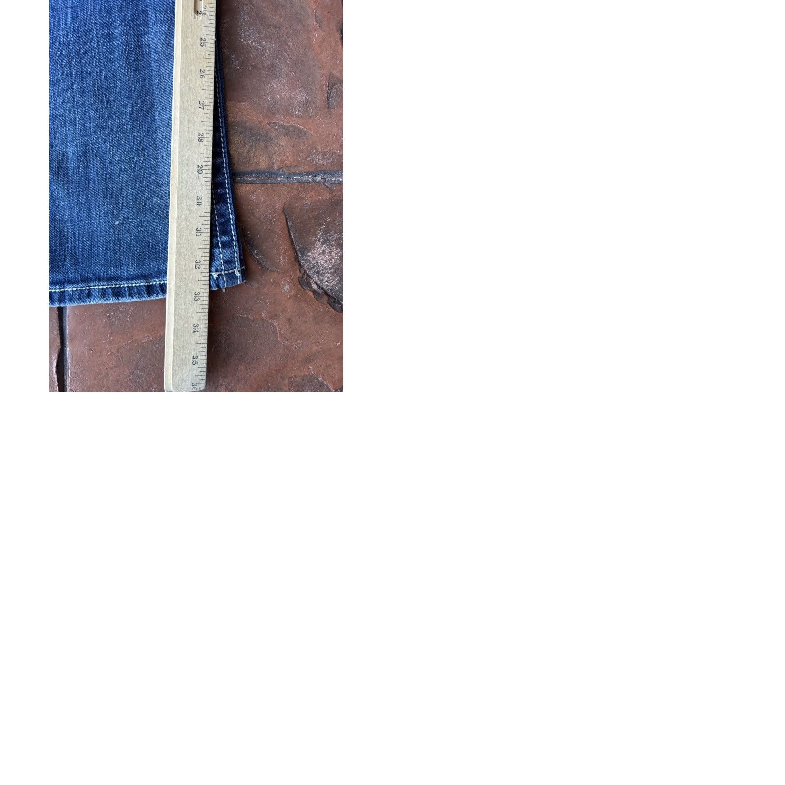 Miss Me VINTAGE Miss Me Boot Cut Jeans Stitch Flap Pockets 31 Blue Rhinestone Women's Jeans 31 Inseam 33 Rock Cowboy Pockets Size 24" / US 00 / IT 34 - 9 Thumbnail