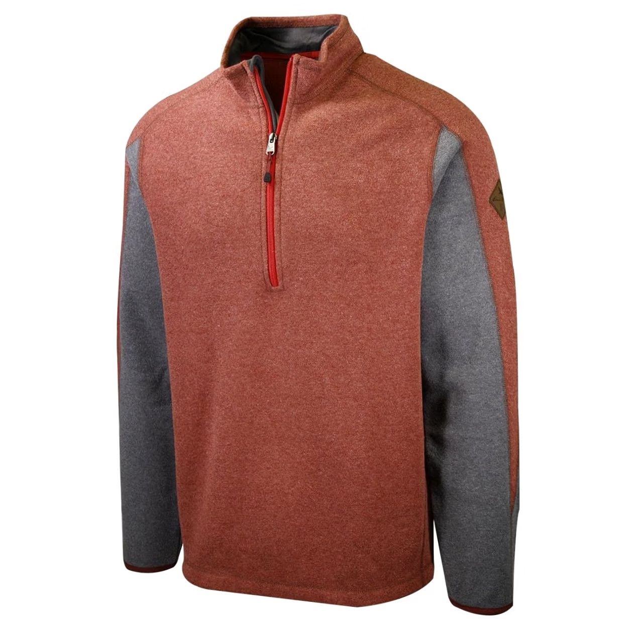 Under Armour Eddie Bauer Men's Mountain Fleece 1/2-Zip Sweater M Heather Cocoa w/ Grey Sleeve Size US M / EU 48-50 / 2 - 2 Thumbnail