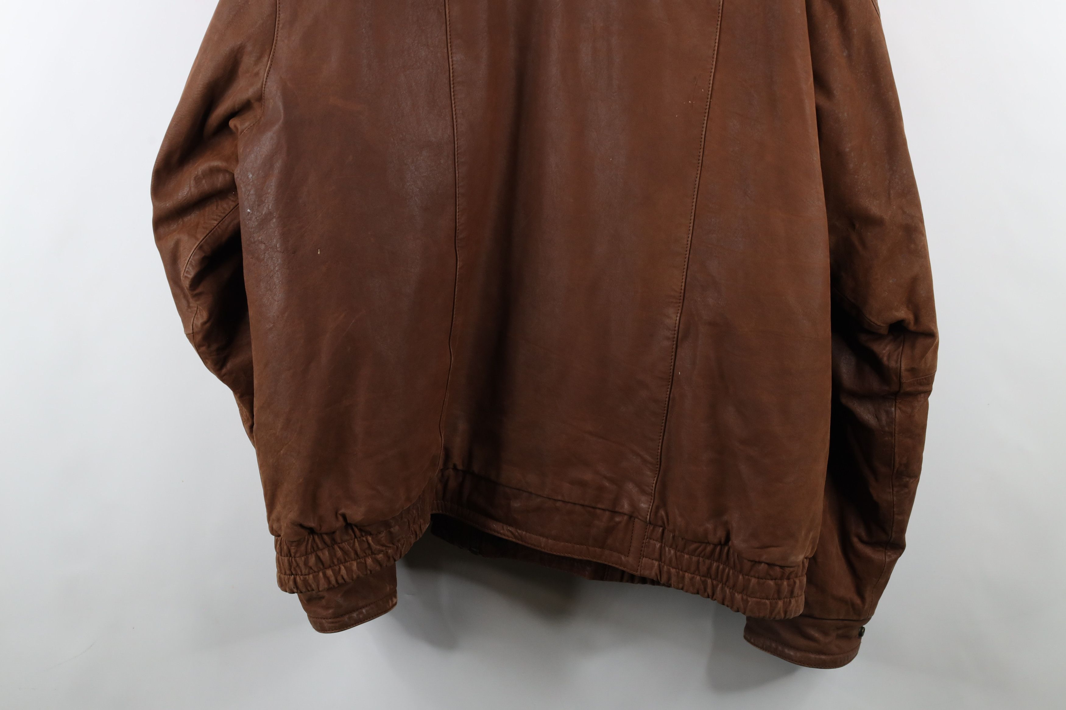 Vintage Vintage 90s Streetwear Quilted Leather Bomber Jacket Brown Size US XXL / EU 58 / 5 - 16 Thumbnail