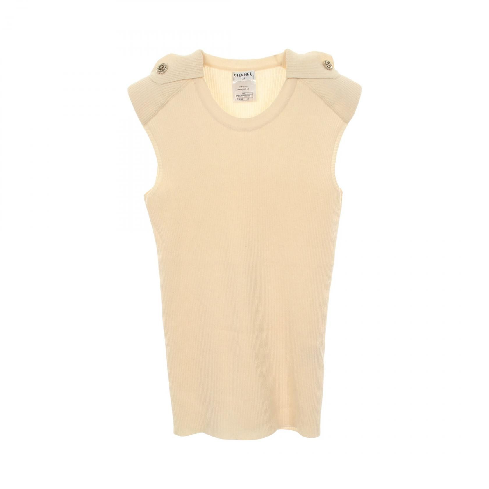 Chanel Chanel Chanel Coco Mark Button Cashmere Vest Textile Tops P36517K02275 DUTY FREE for USA Size ONE SIZE - 1 Thumbnail
