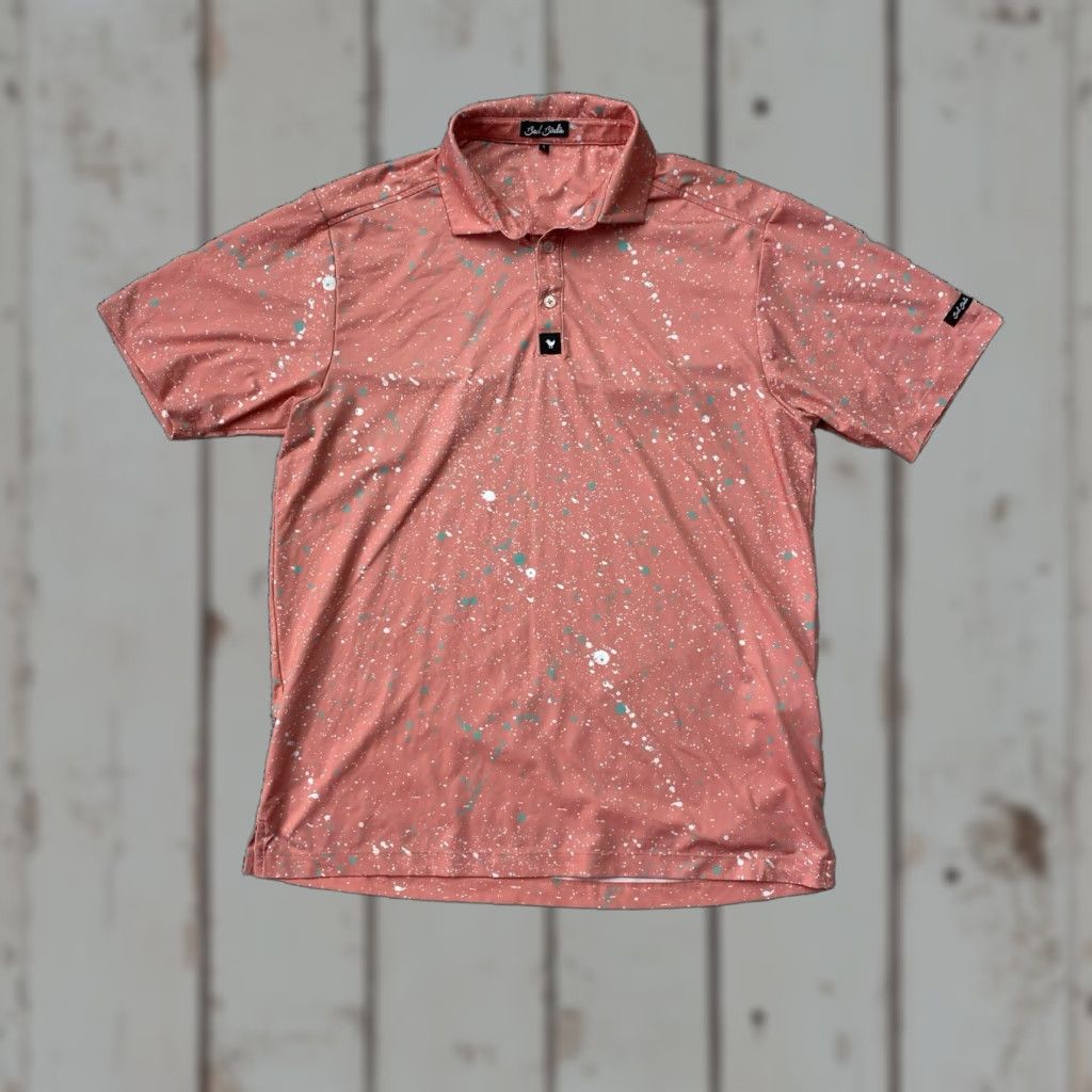 Vintage Bad Birdie Polo Shirt Mens L Pink Splatter Golf Performance Stretch Shirt Size US L / EU 52-54 / 3 - 1 Thumbnail