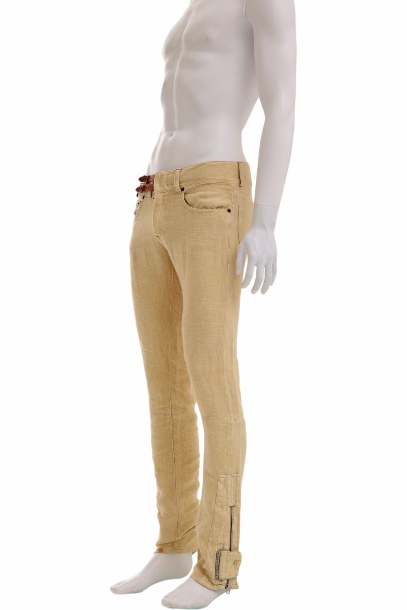 Ralph Lauren Early 00's Beige Belted Linen Pants Size US 28 / EU 44 - 7 Thumbnail