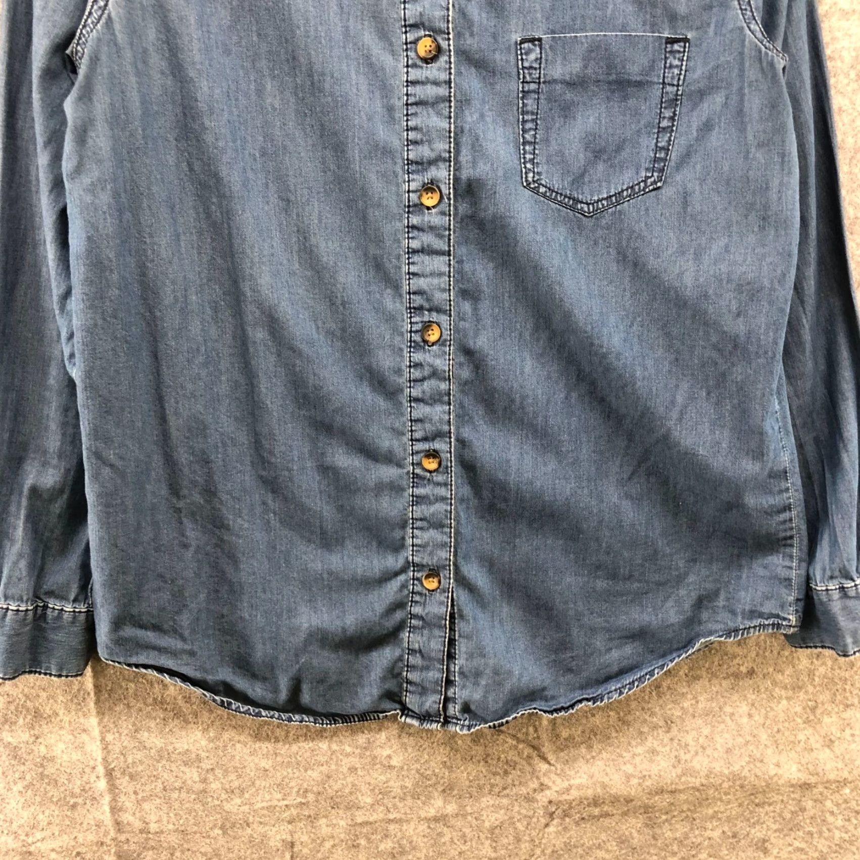 Asos ASOS Chambray Button-Up Shirt Womens Size 6 Blue Long Sleeve Casual Lightweight Denim Western Size M / US 6-8 / IT 42-44 - 4 Thumbnail