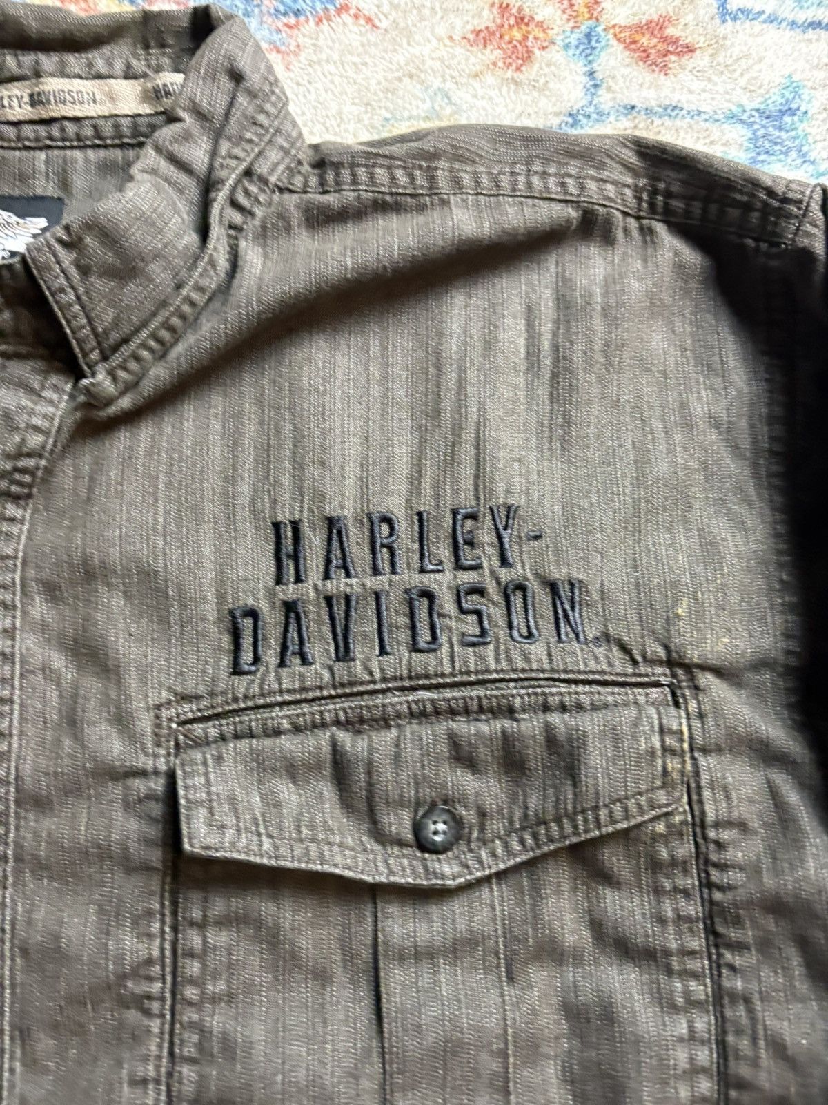 Harley Davidson Vintage Harley Davidson Spellout Logo Button-up Shirt Size US XL / EU 56 / 4 - 4 Thumbnail