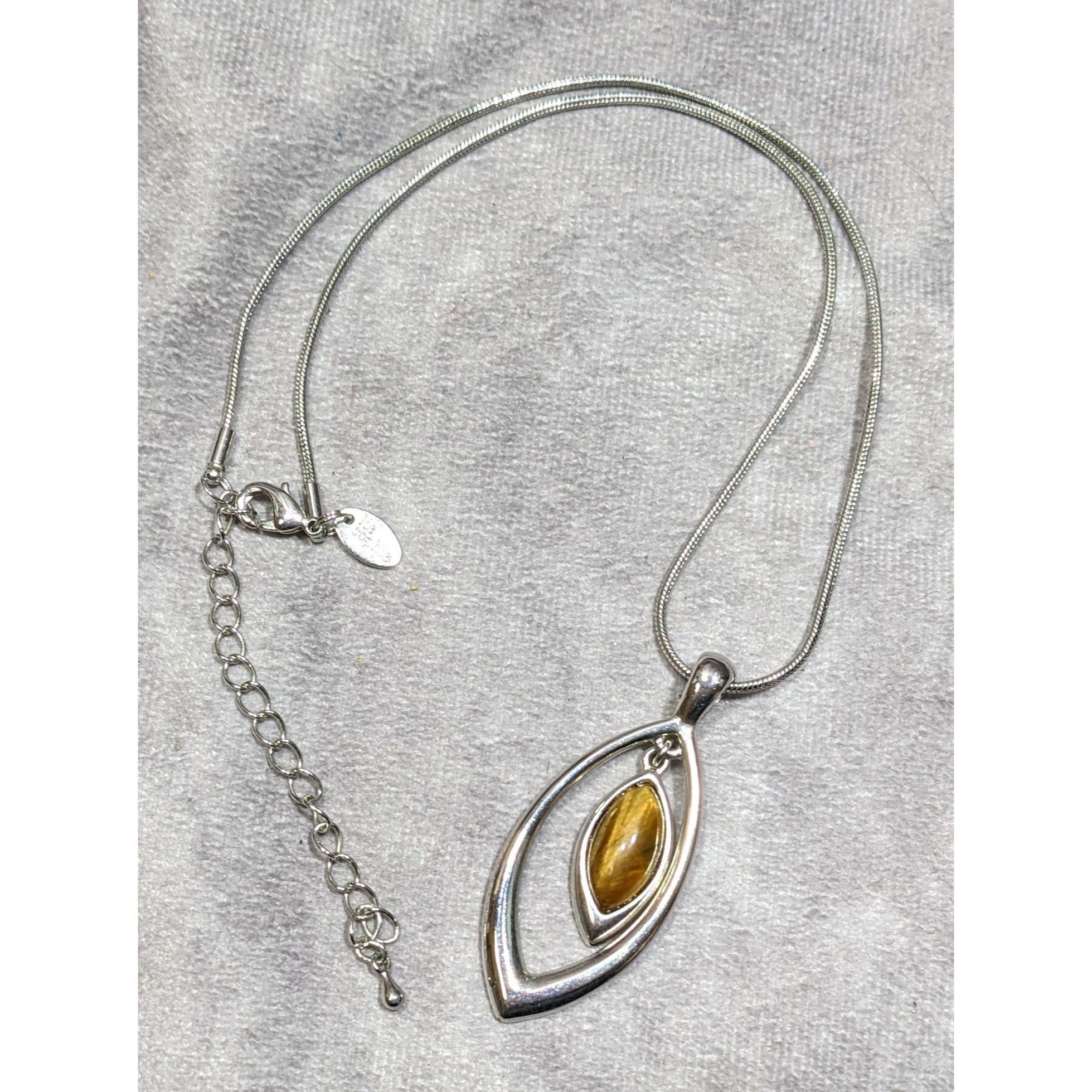Other Lia Sophia Tiger Eye Silver Tone Pendant Necklace Size ONE SIZE - 5 Thumbnail
