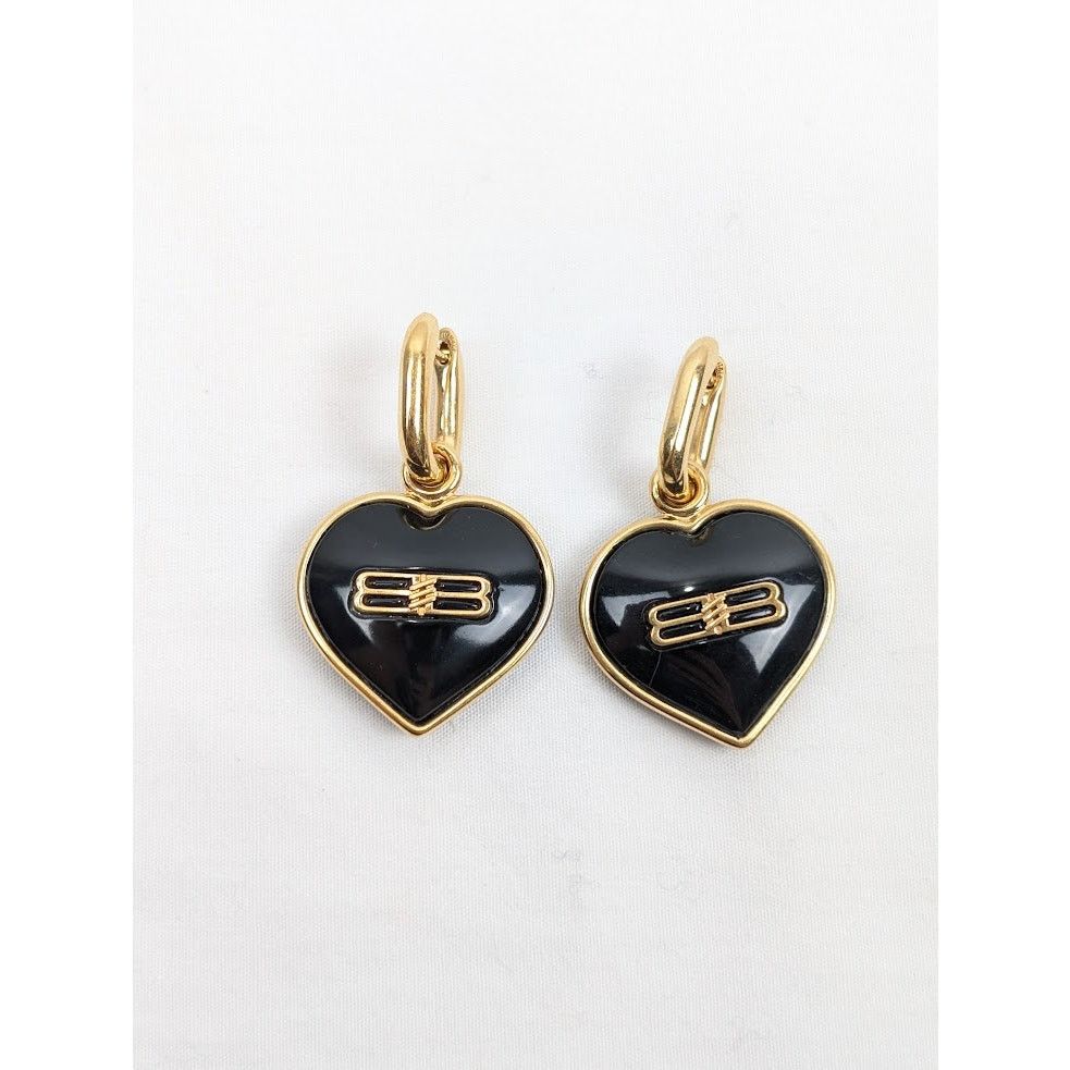 Balenciaga o1rshd1 Q:2 / Size: OS / Heart Earrings In Black Size ONE SIZE - 2 Thumbnail