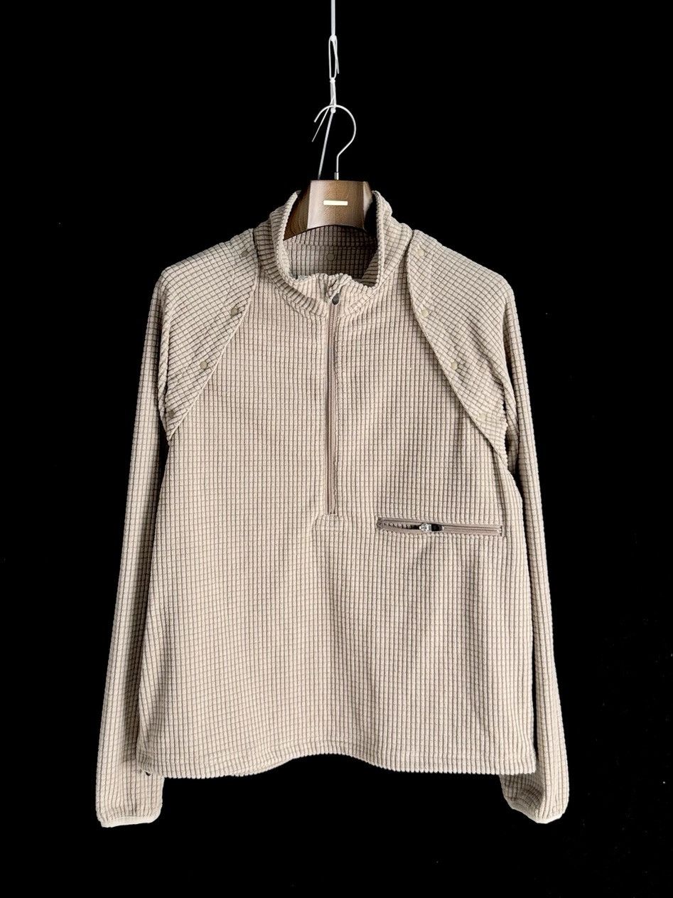 Japanese Brand DETACHABLE SLEEVE GRID FLEECE PULL OVER | Baloriginal. Size US M / EU 48-50 / 2 - 2 Thumbnail