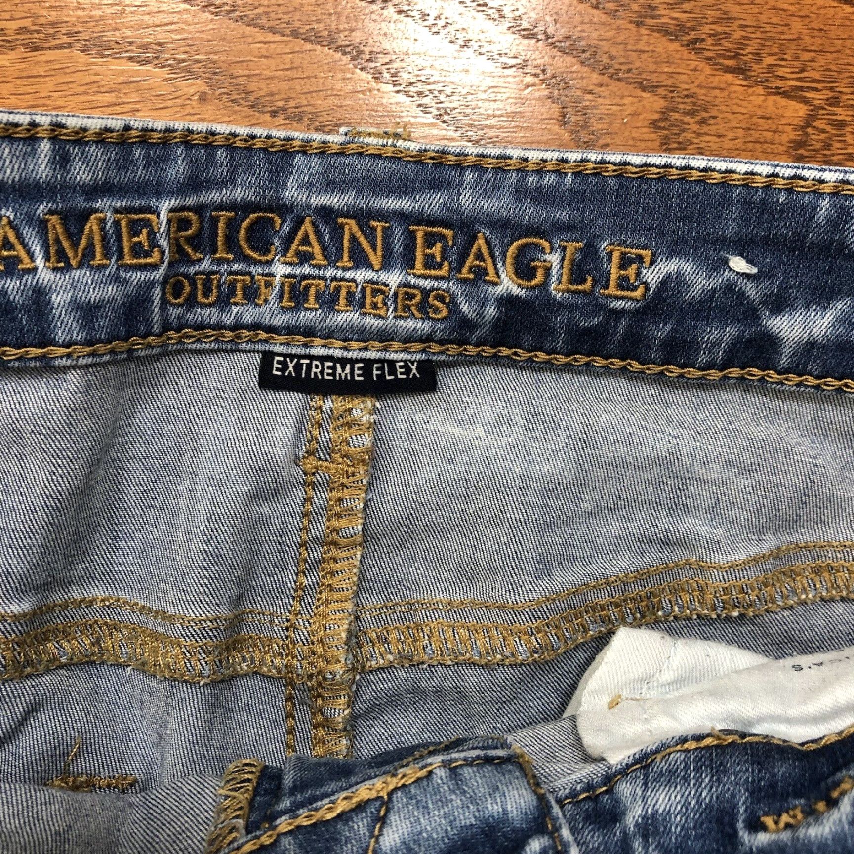 American Eagle Outfitters American Eagle Slim Flex Light Wash Distressed Jeans Mens 30x32 Frayed Hem Size US 30 / EU 46 - 6 Thumbnail
