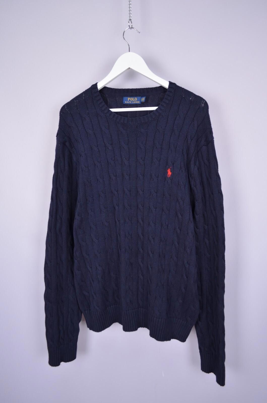 Polo Ralph Lauren Mens Polo Ralph Lauren Cable Knit Navy Cotton Sweater Sz XXL Size US XXL / EU 58 / 5 - 1 Thumbnail