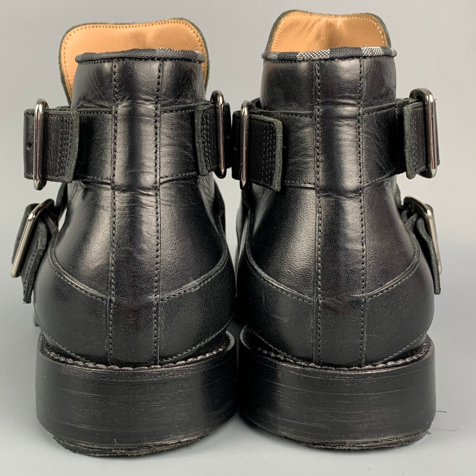 Other JUSTIN DEAKIN Size 7 Black Leather Double Buckle Ankle Boots Size US 7 / EU 40 - 5 Thumbnail
