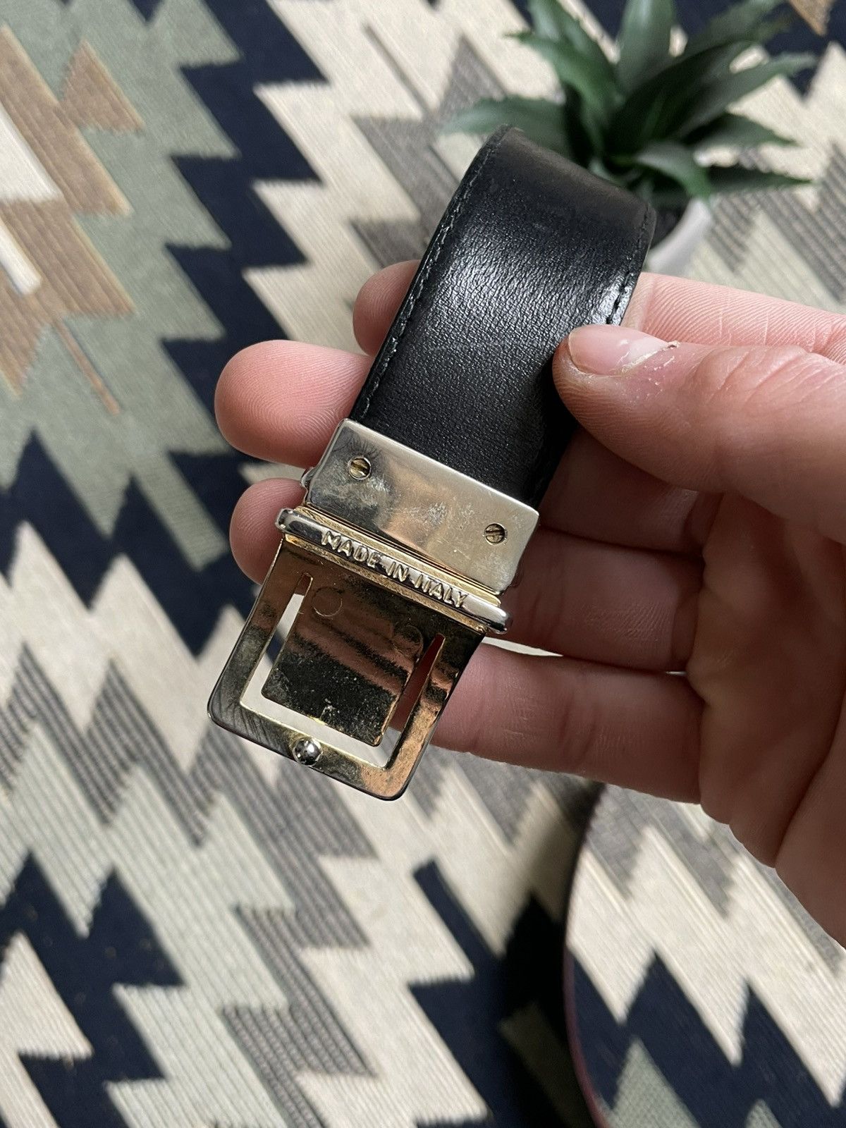 Armani Vintage Armani Metal Logo Leather Belt Size ONE SIZE - 8 Thumbnail