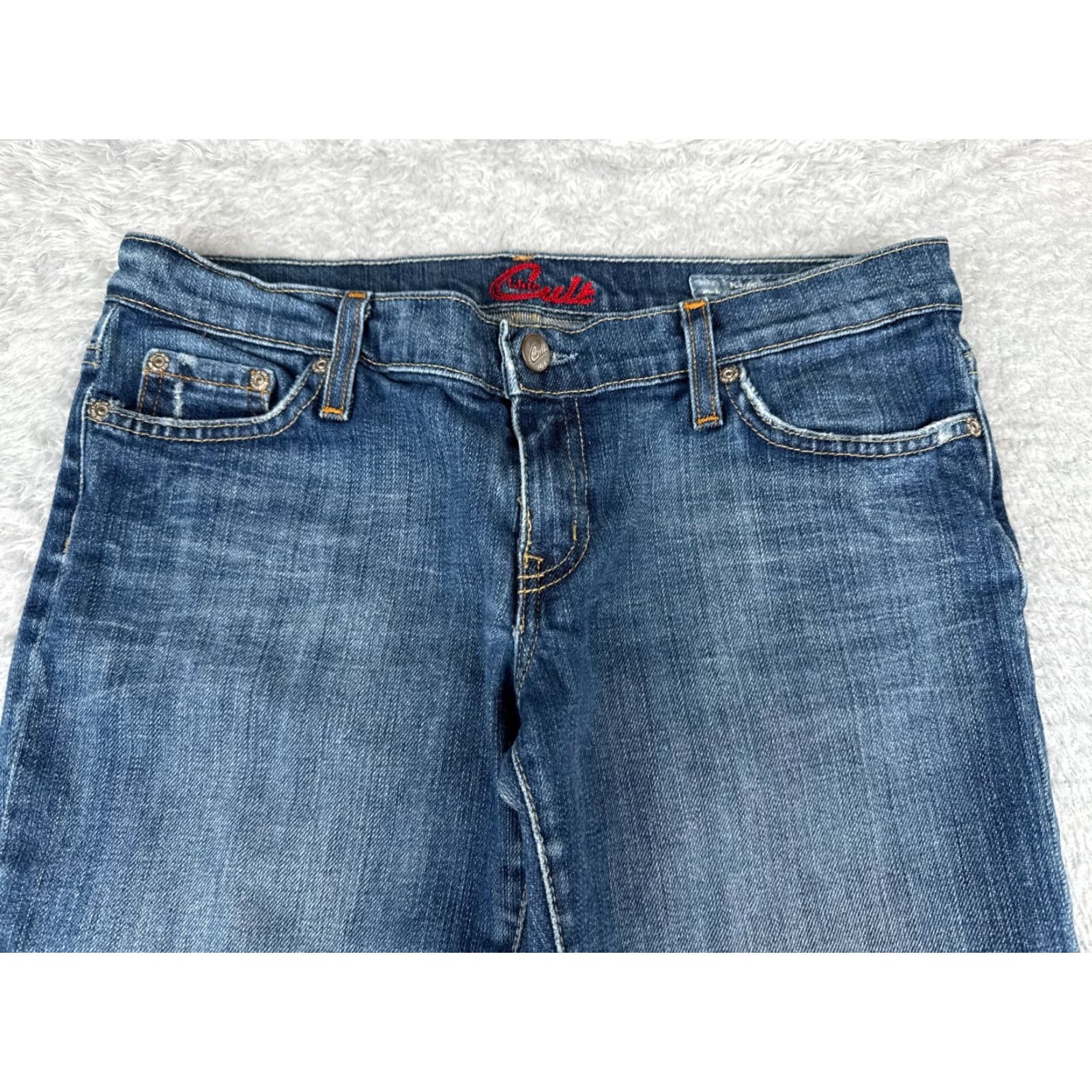 Denime Vintage Blue Cult Women's Flared Jeans 28 Blue Denim 30x31 Distressed Low Rise Size 28" / US 6 / IT 42 - 4 Thumbnail